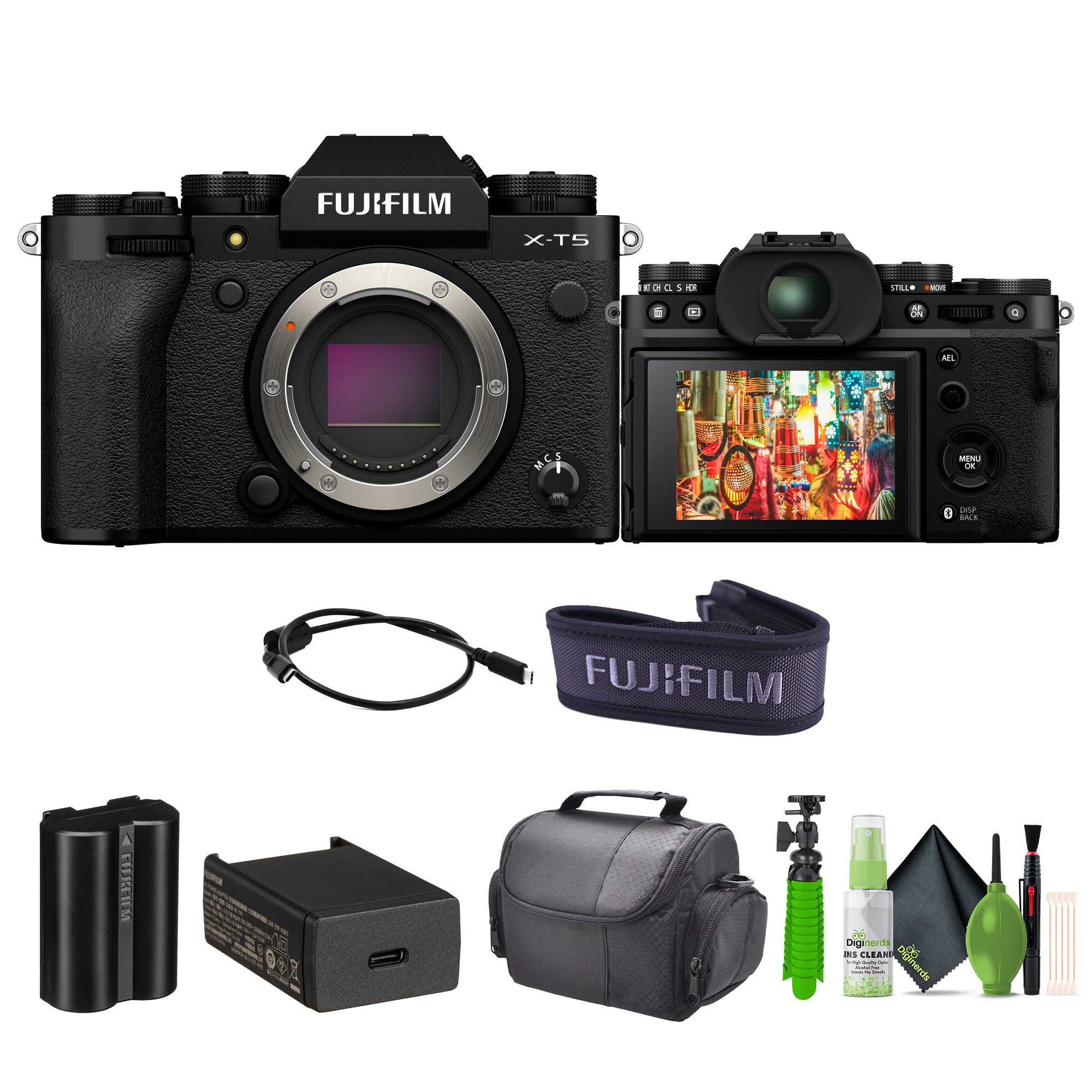 Fujifilm X-T5 Mirrorless Digital Camera Body + Tripod + Bag + More