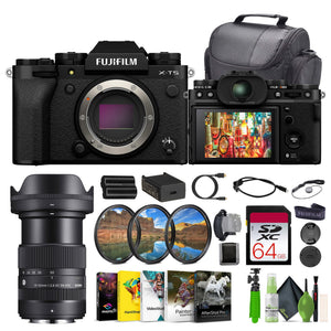 Fujifilm X-T5 Mirrorless Camera Body + Sigma 18-50mm Contemporary Lens + More