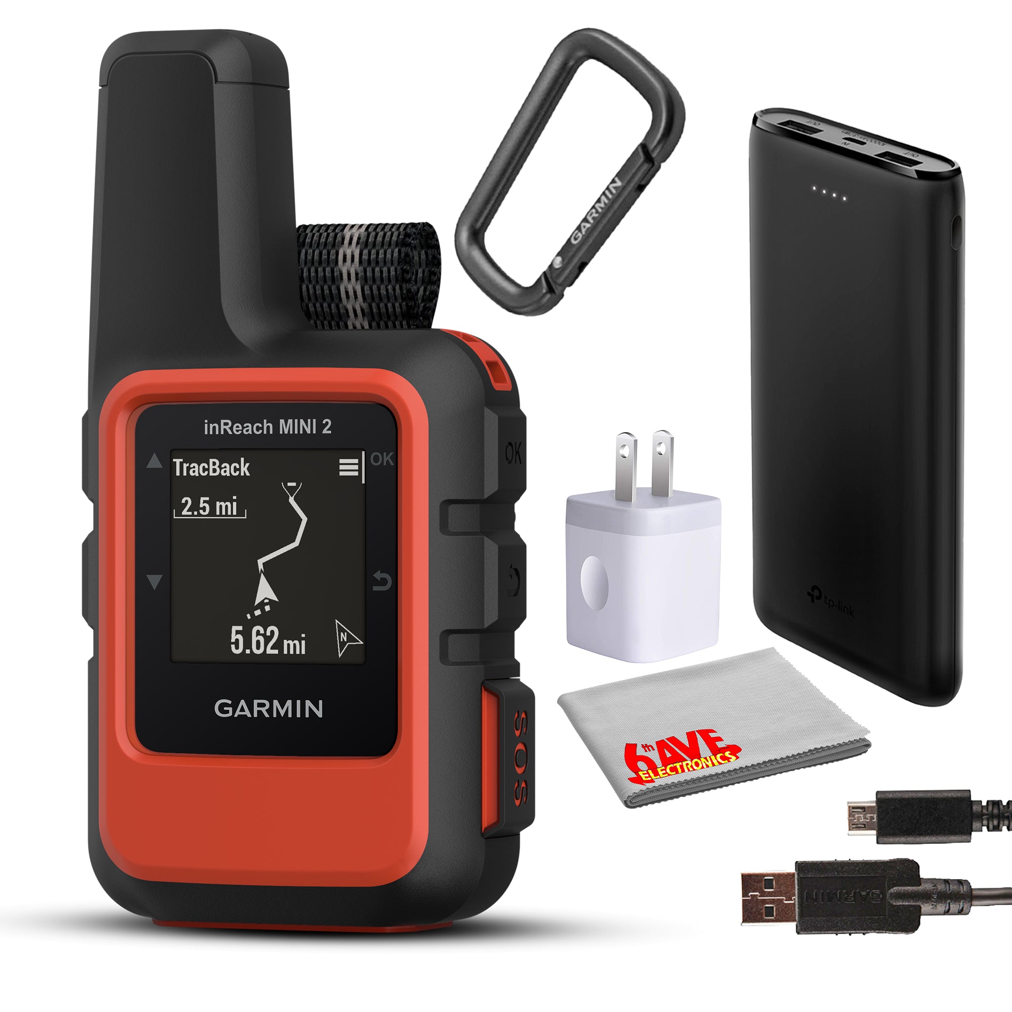 Garmin inReach Mini 2 Satellite Communicator Handheld for Hiking Bundle - Red