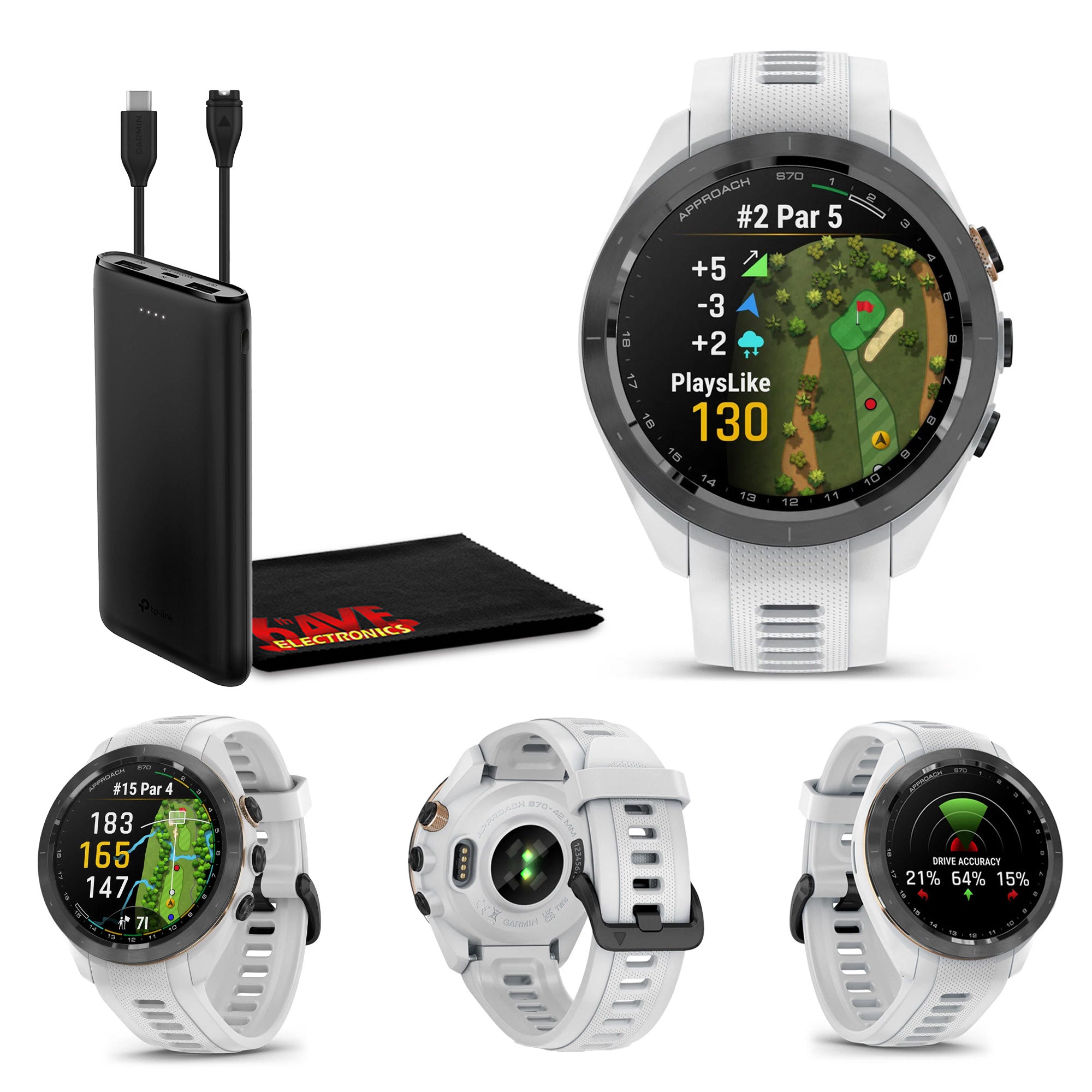 Garmin Approach S70 42MM Fitness Tracker Watch GPS Golf Smartwatch For Men-White