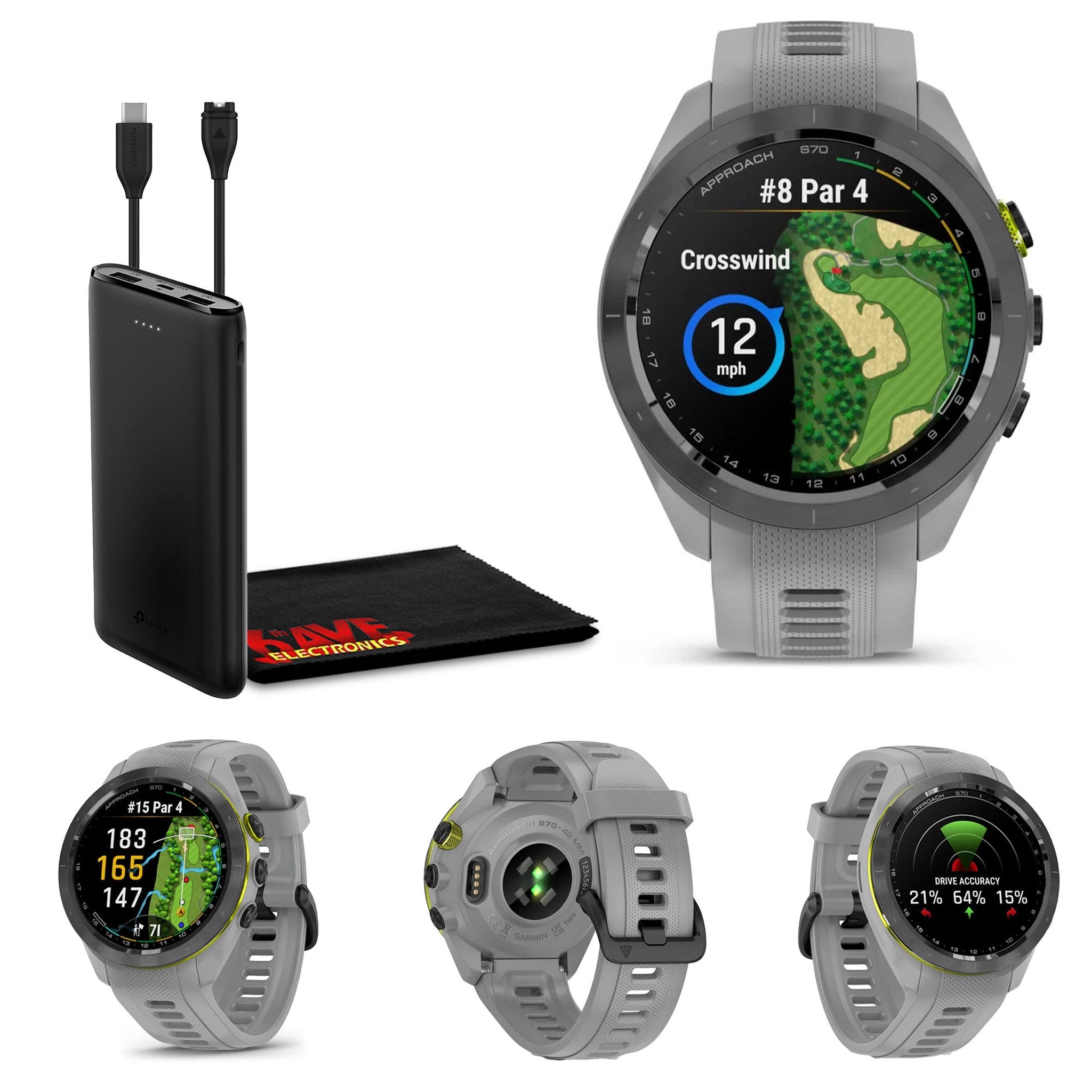 Garmin Approach S70 42MM Fitness Tracker Watch GPS Golf Smartwatch For Men-Gray 6th Ave Electronics