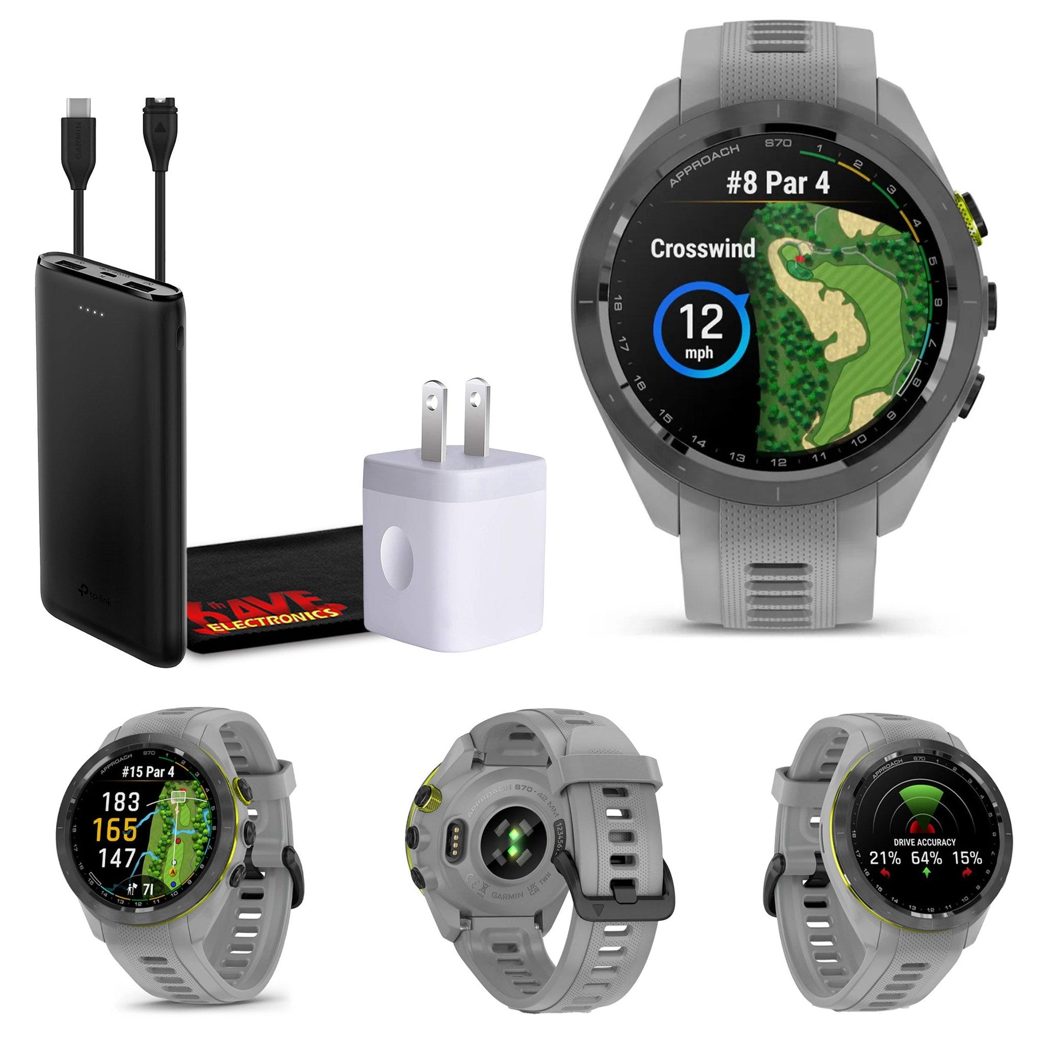 Garmin Approach S70 42MM Fitness Tracker Watch GPS Golf Smartwatch For Men-Gray Garmin