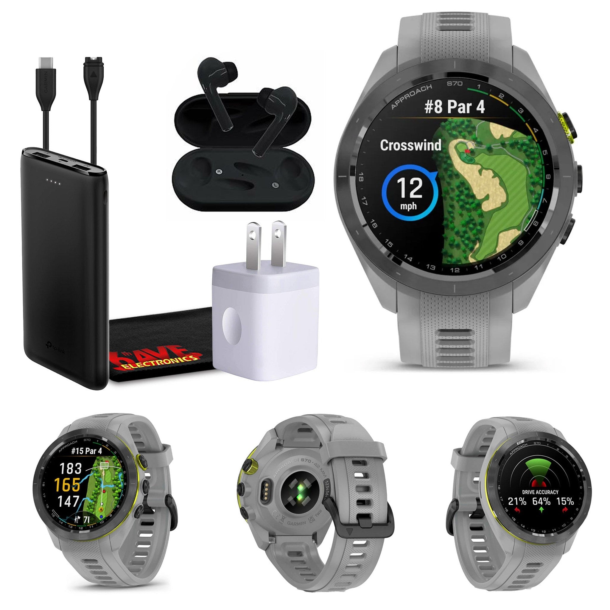 Garmin Approach S70 42MM FitnesS Tracker Watch GPS Golf Smartwatch For Men - Gray