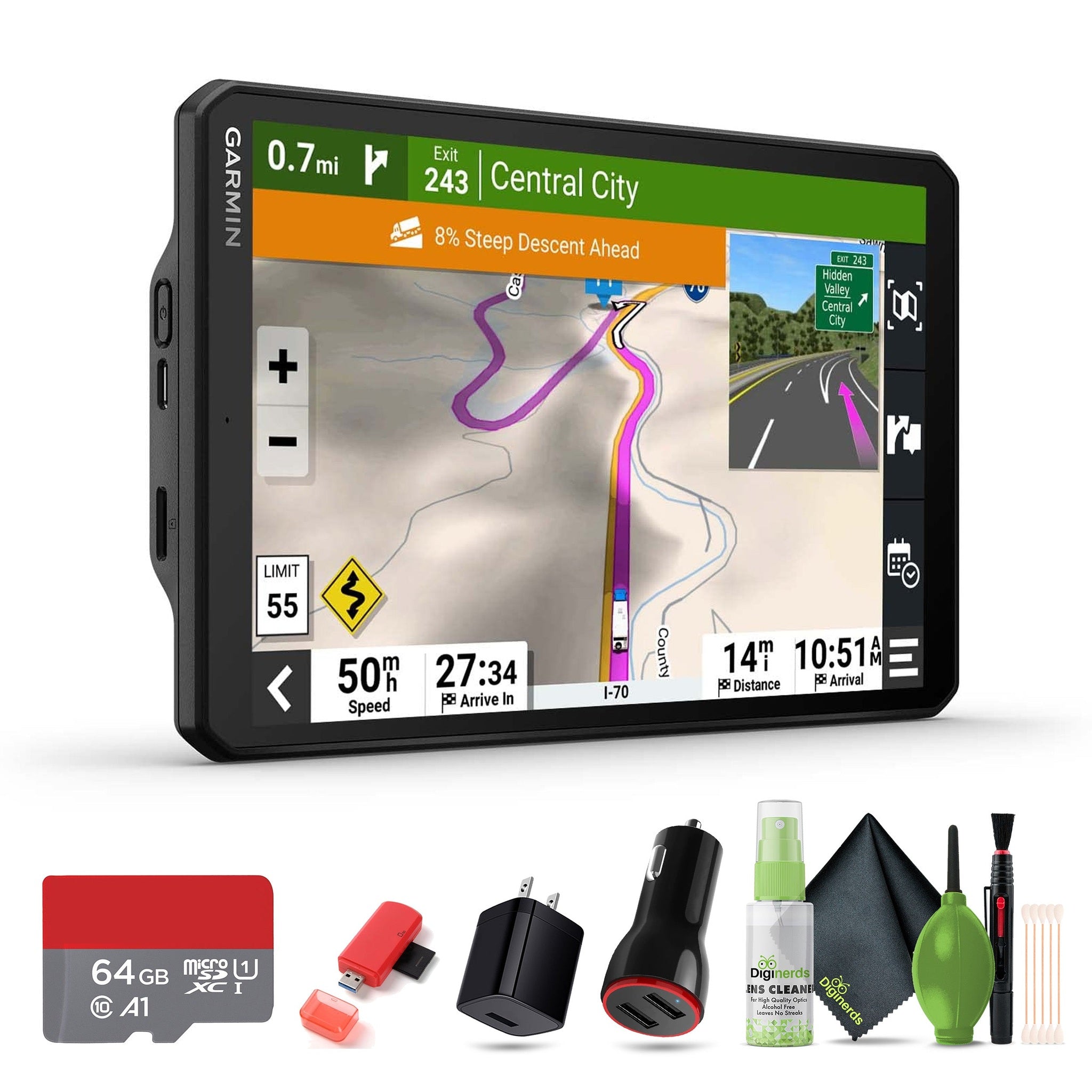 Garmin RV 895 MT-S, microSDXC Ultra 64GB Memory Card, USB Card Reader,SD/microSD Garmin