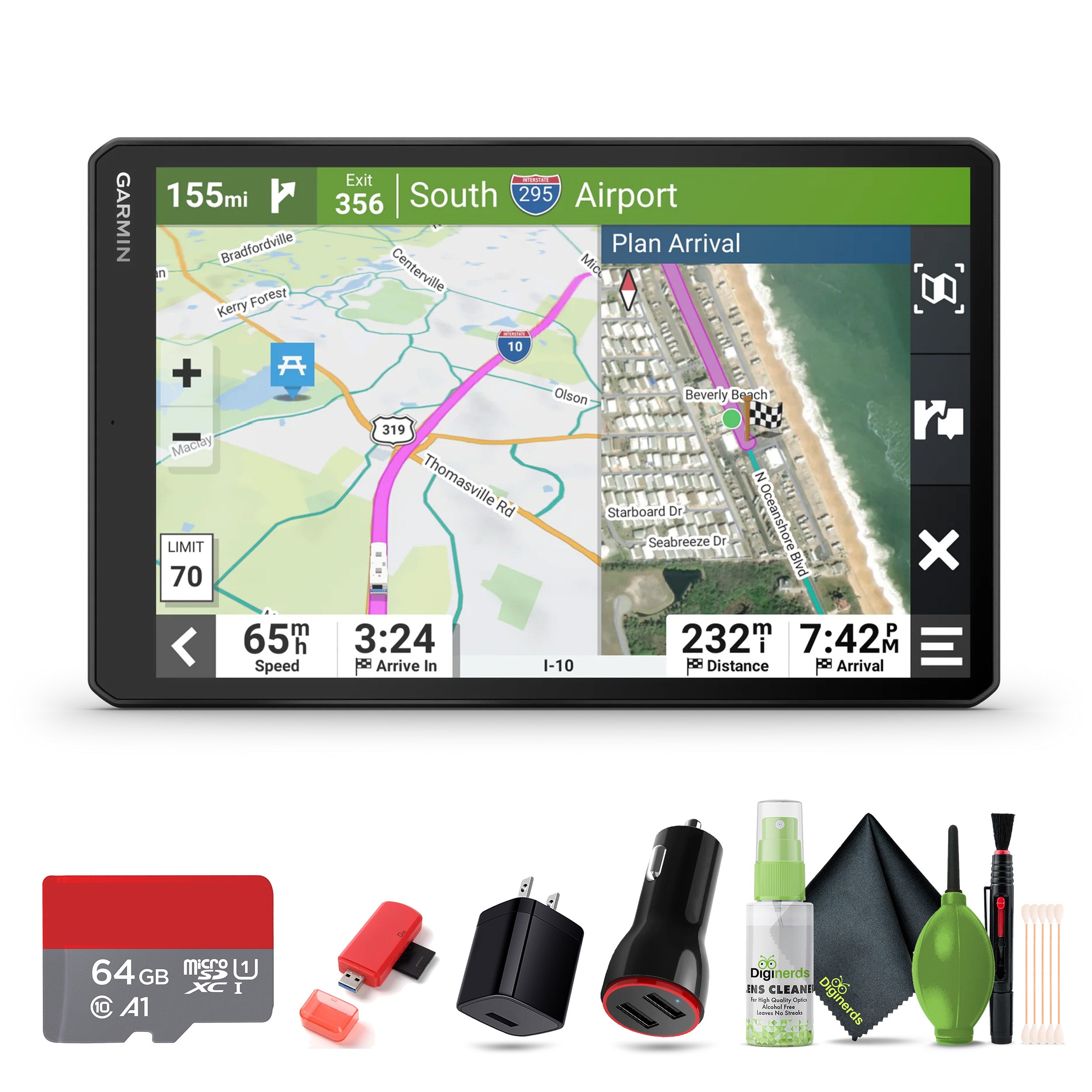 Garmin RV 1095, microSDXC Ultra 64GB Memory Card, USB Card Reader, SD/microSD