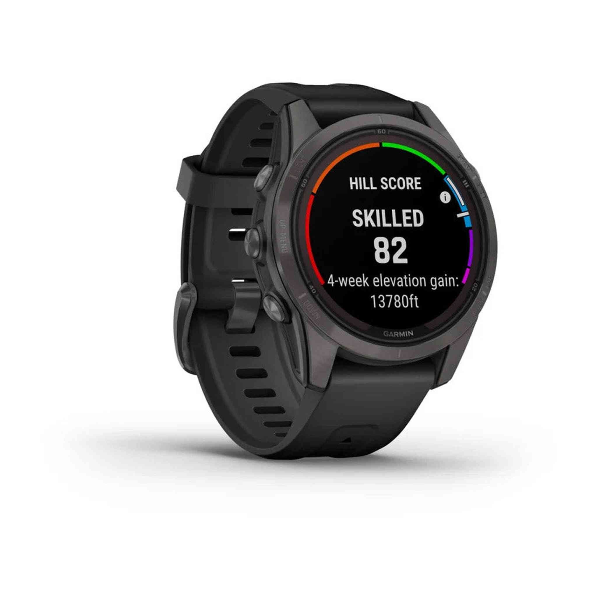 Garmin Fenix 7S Pro Solar Sapphire Edition Carbon Gray DLC Titanium, Black Band