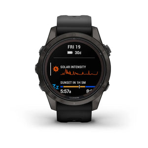 Garmin Fenix 7S Pro Sapphire Solar Edition Carbon Gray DLC Titanium, Black Band