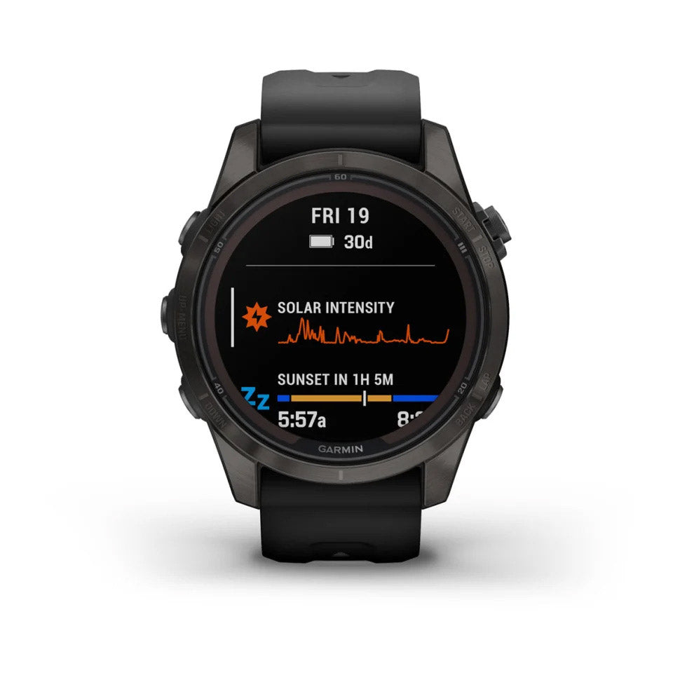 Garmin Fenix 7S Pro Sapphire Solar Edition Carbon Gray DLC Titanium, Black Band