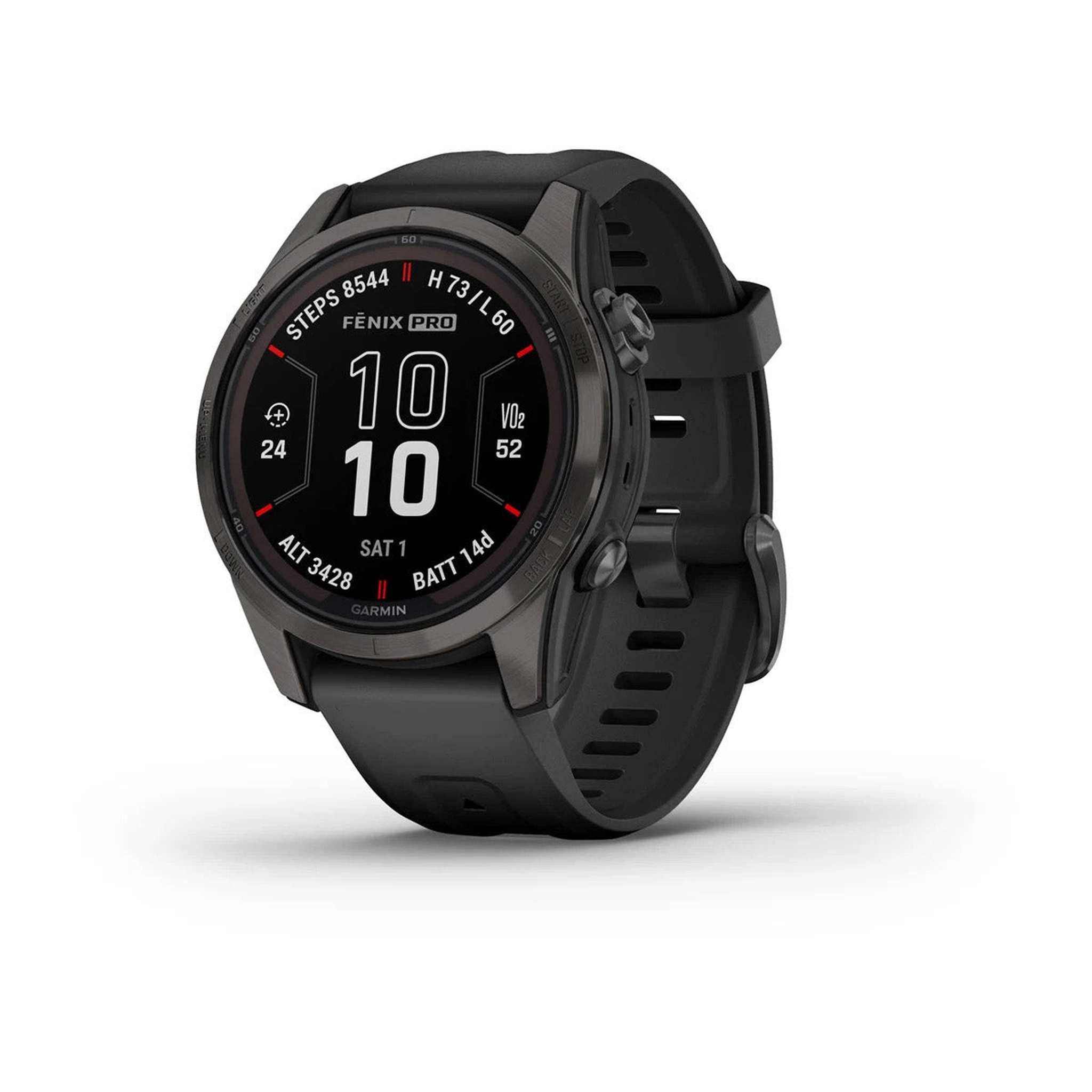 Garmin Fenix 7S Pro Sapphire Solar Edition Carbon Gray DLC Titanium, Black Band