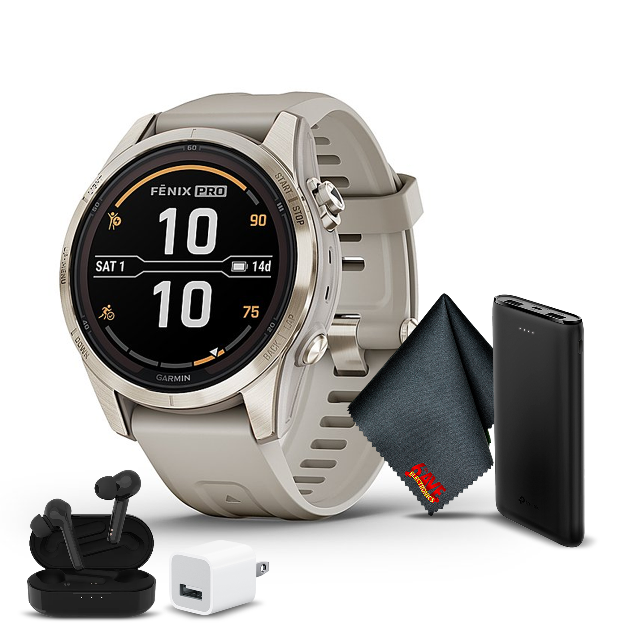 Garmin Fenix 7S Pro Sapphire Solar Edition Soft Gold with Light Sand Band 42 MM