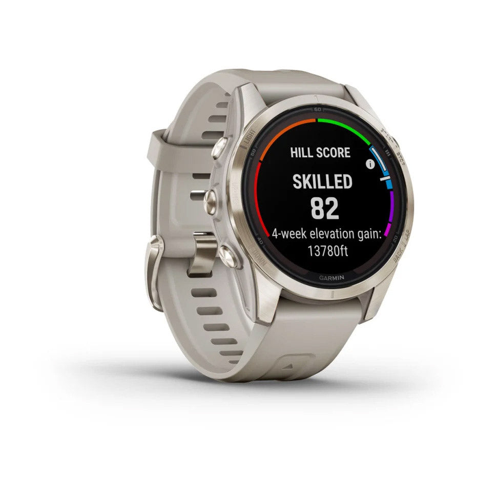 Garmin Fenix 7S Pro Solar Edition Sapphire, Soft Gold with Light Sand Band