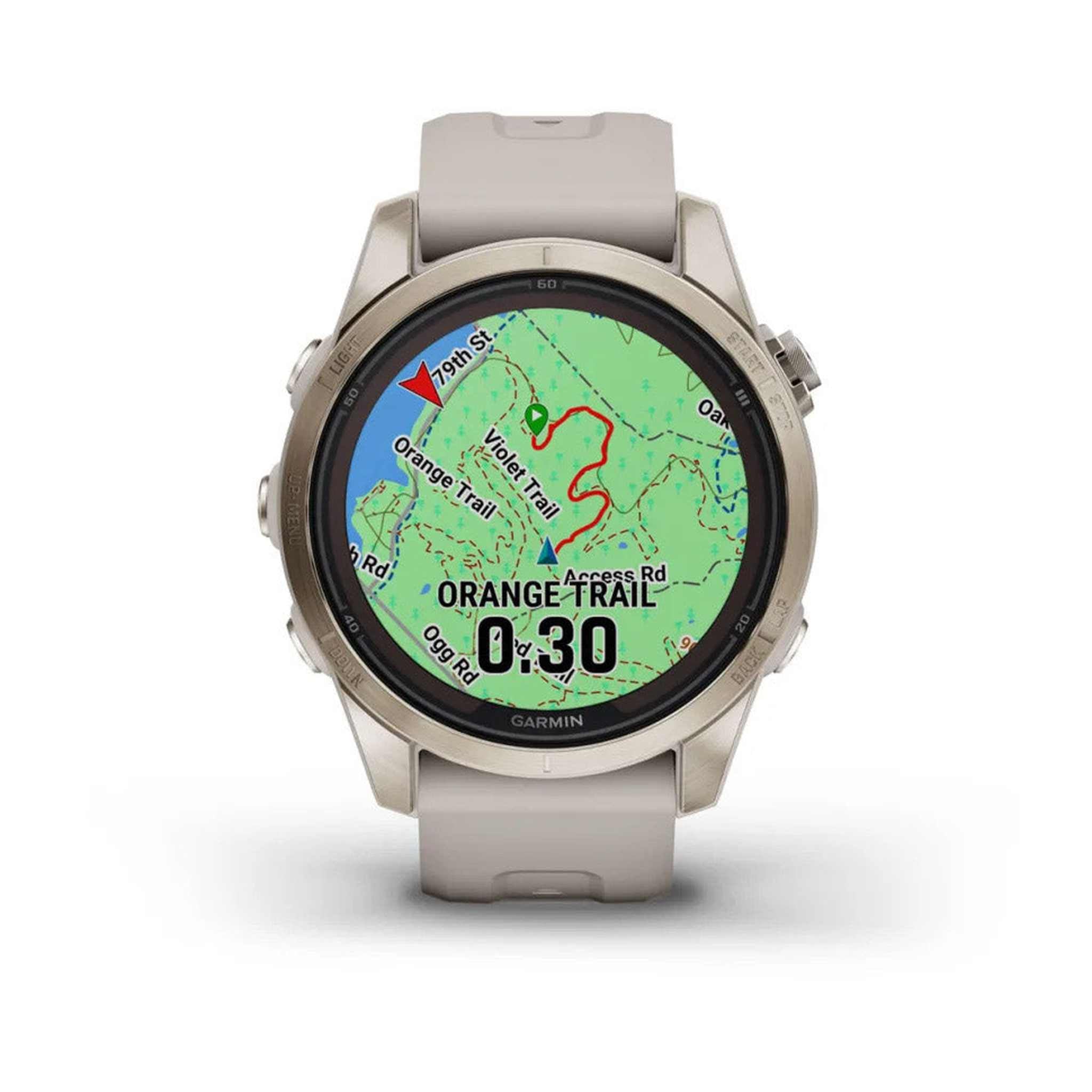 Garmin Fenix 7S Pro Solar Edition Sapphire, Soft Gold with Light Sand Band