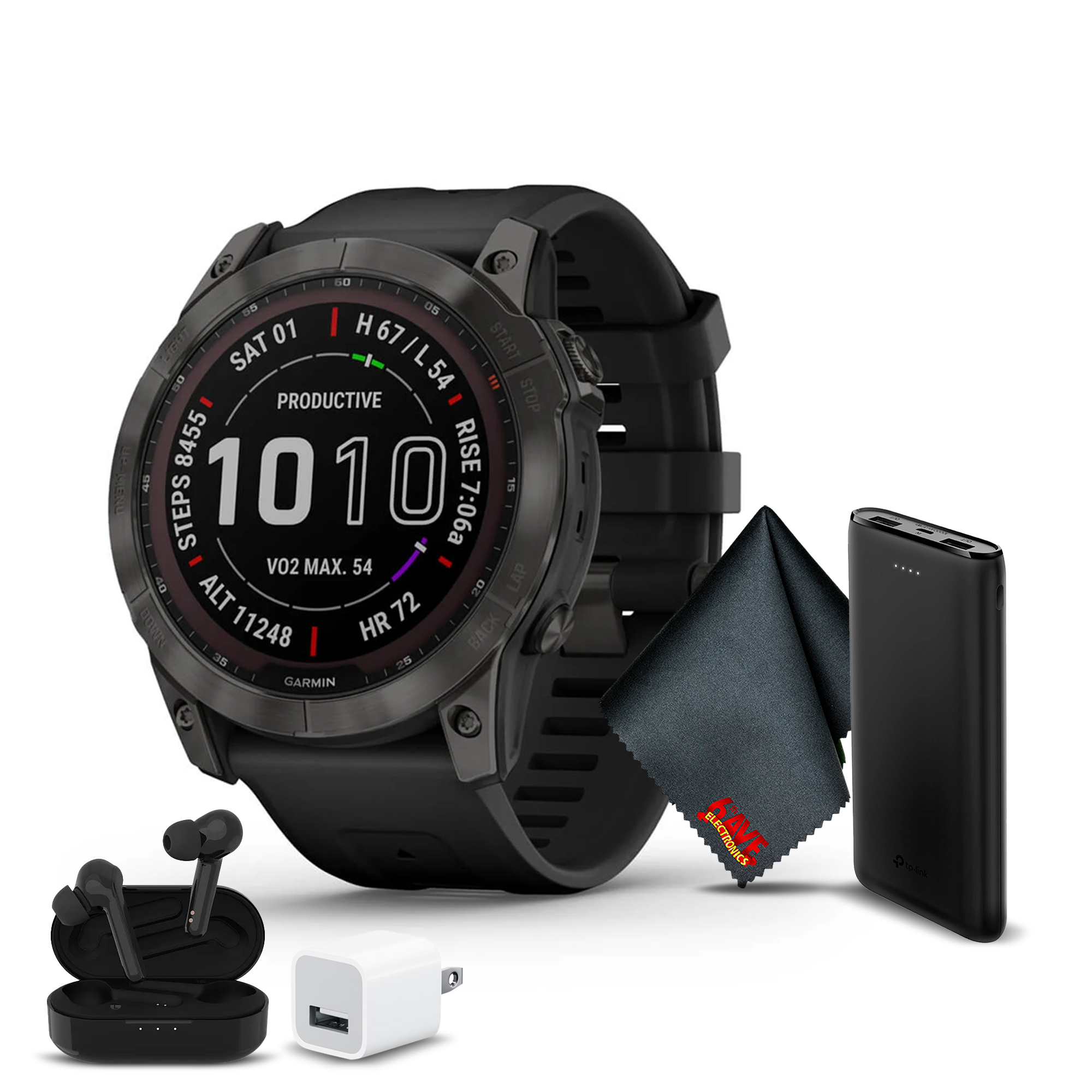 Garmin Fenix 7X Pro Solar Sapphire Edition Carbon Gray DLC Titanium & Black Band