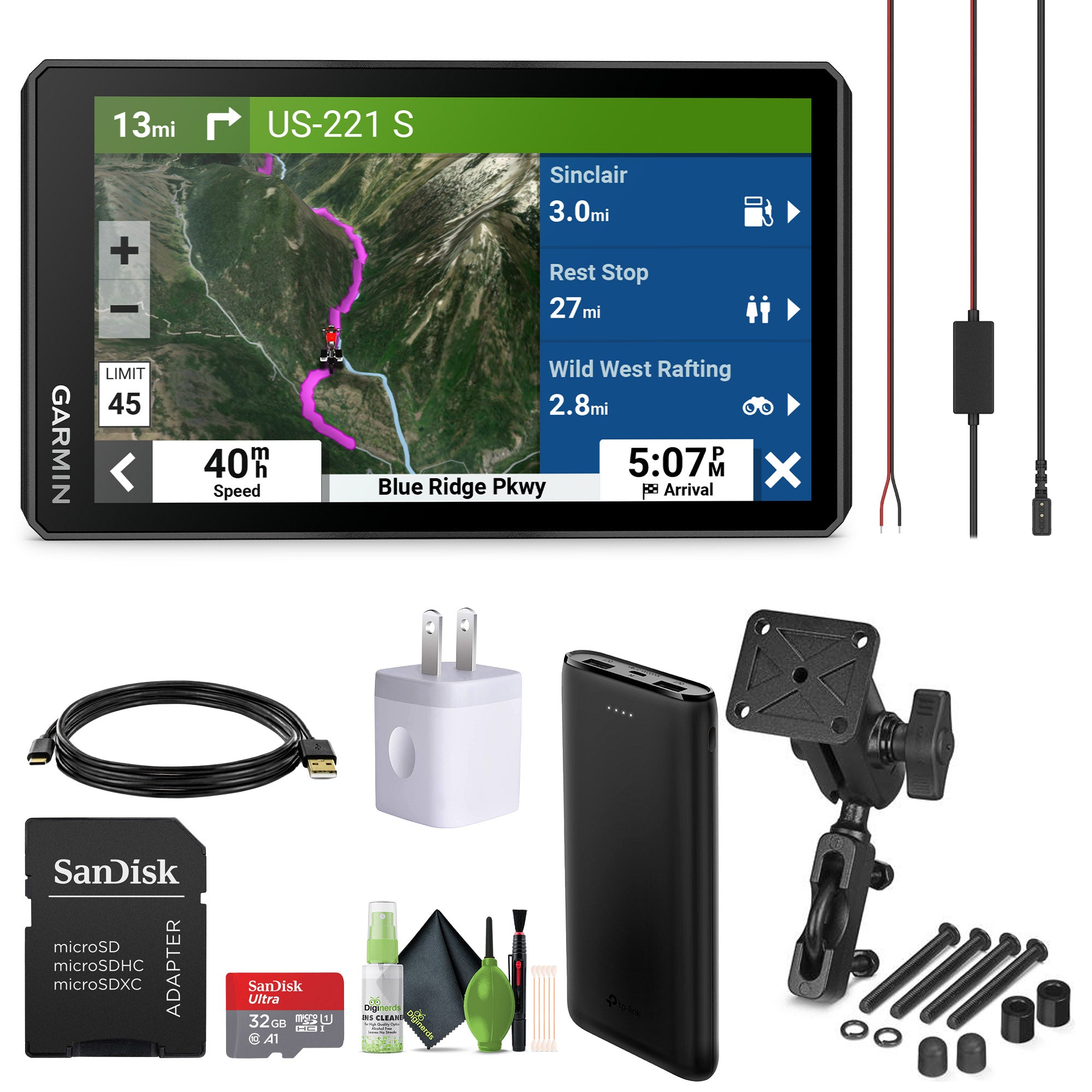 Garmin zūmo® XT2 All-Terrain Motorcycle Navigator, Ultrabright 6" Sunlight Readable Display, Visual Route Planner Bundle