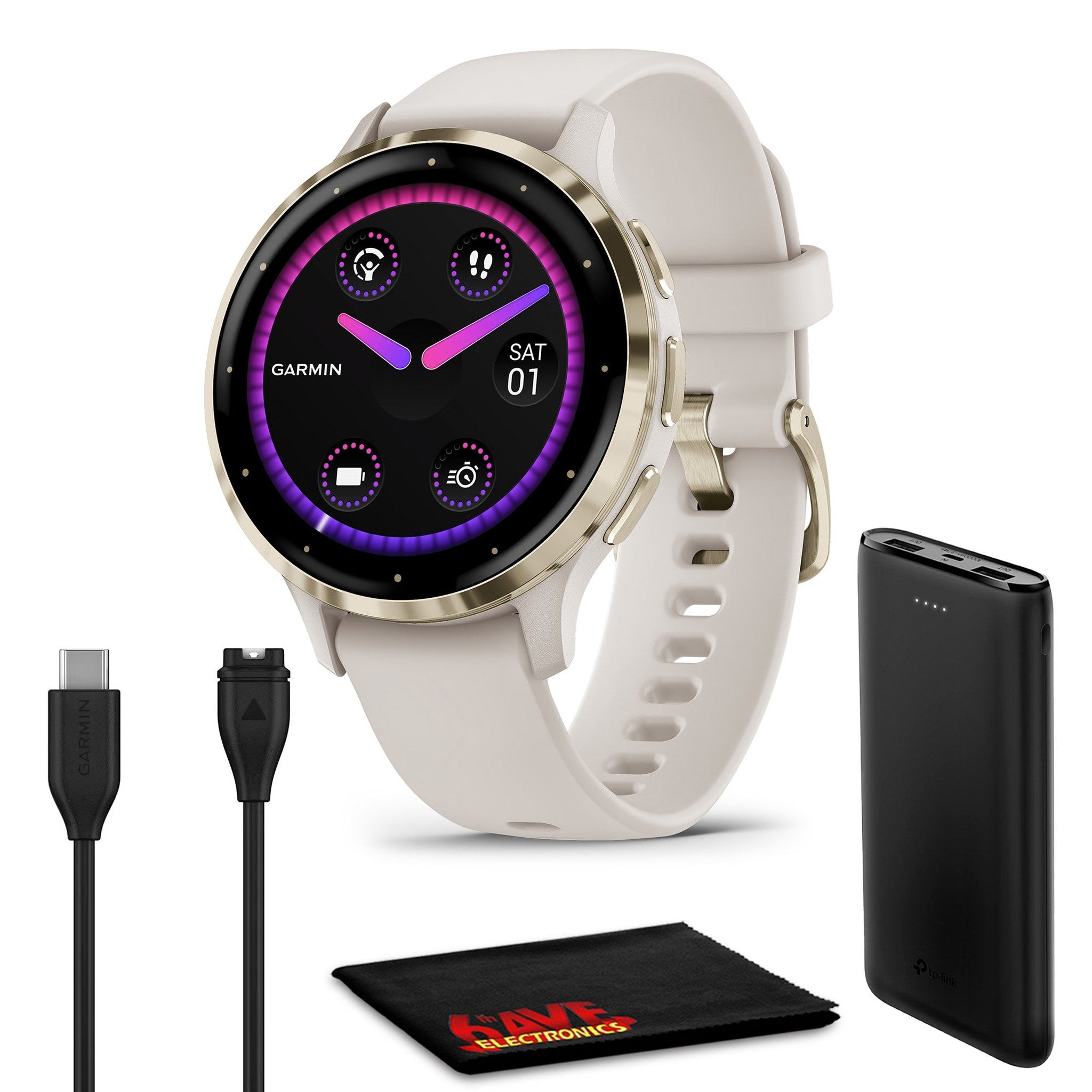 Garmin Venu 3S Advanced Health & Fitness Tracker Smart Watch - Ivory Case