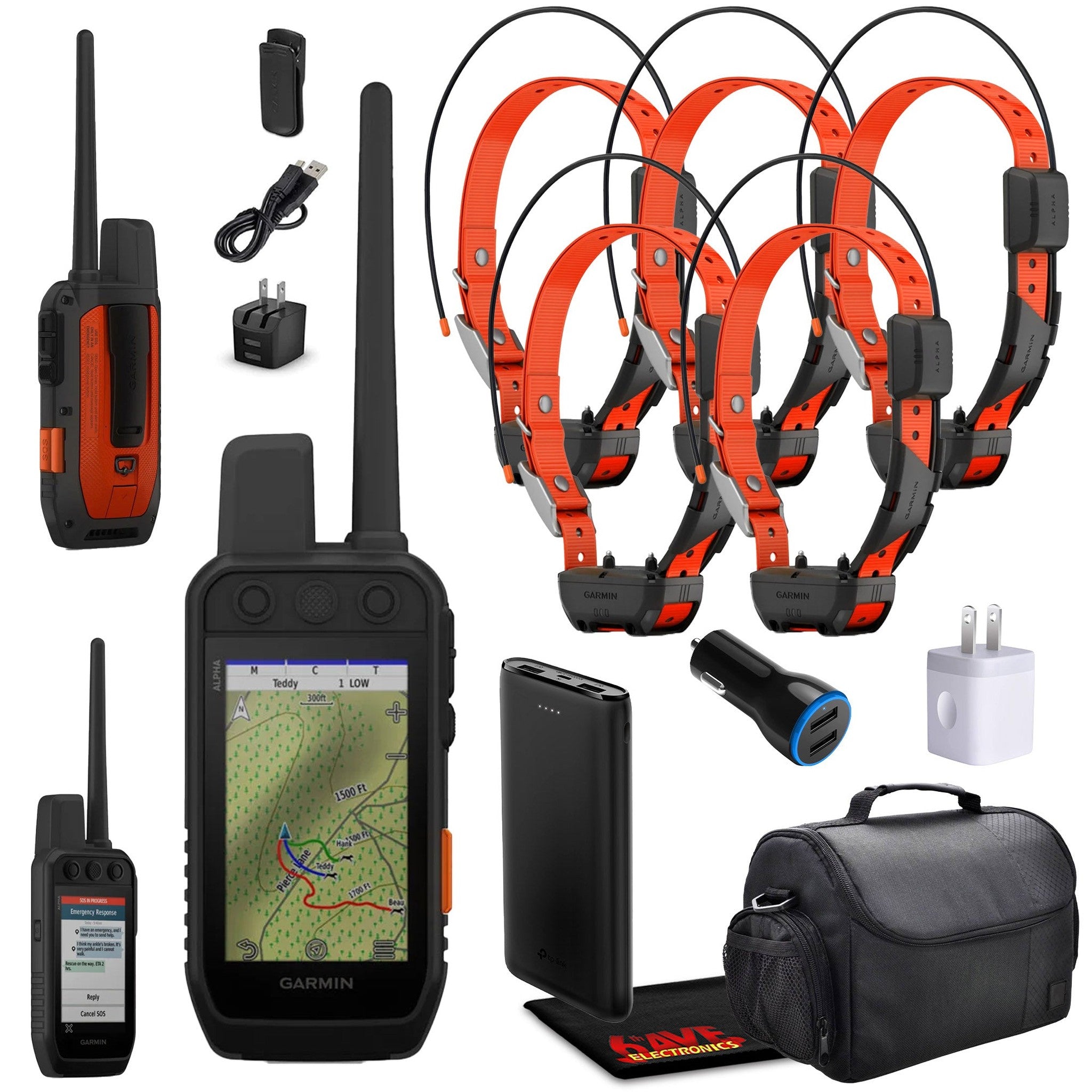 Garmin Alpha 300i Handheld With 5x Alpha TT25 Tracking & Training Collar for Dog 6th Ave Electronics
