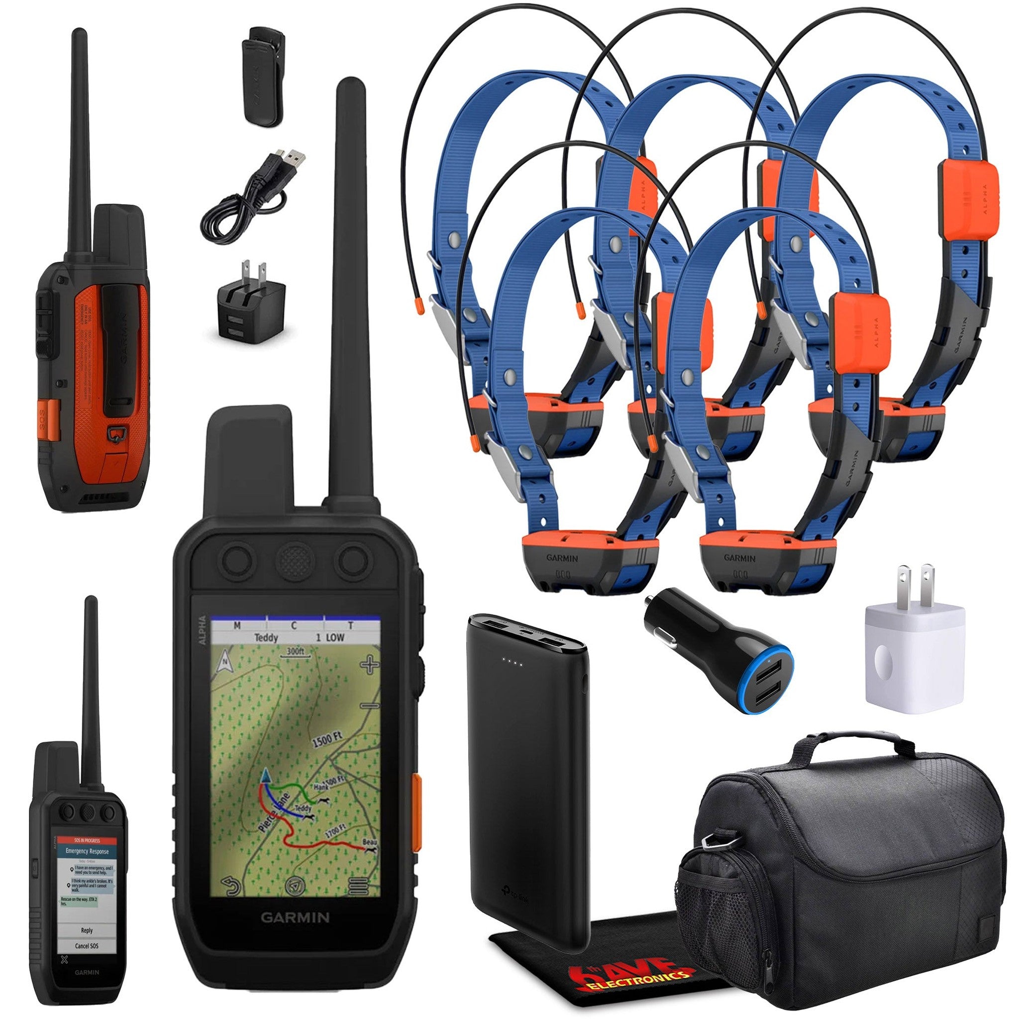Garmin Alpha 300i Handheld With 5x Alpha T20 Tracking Collar For Dogs With GPS