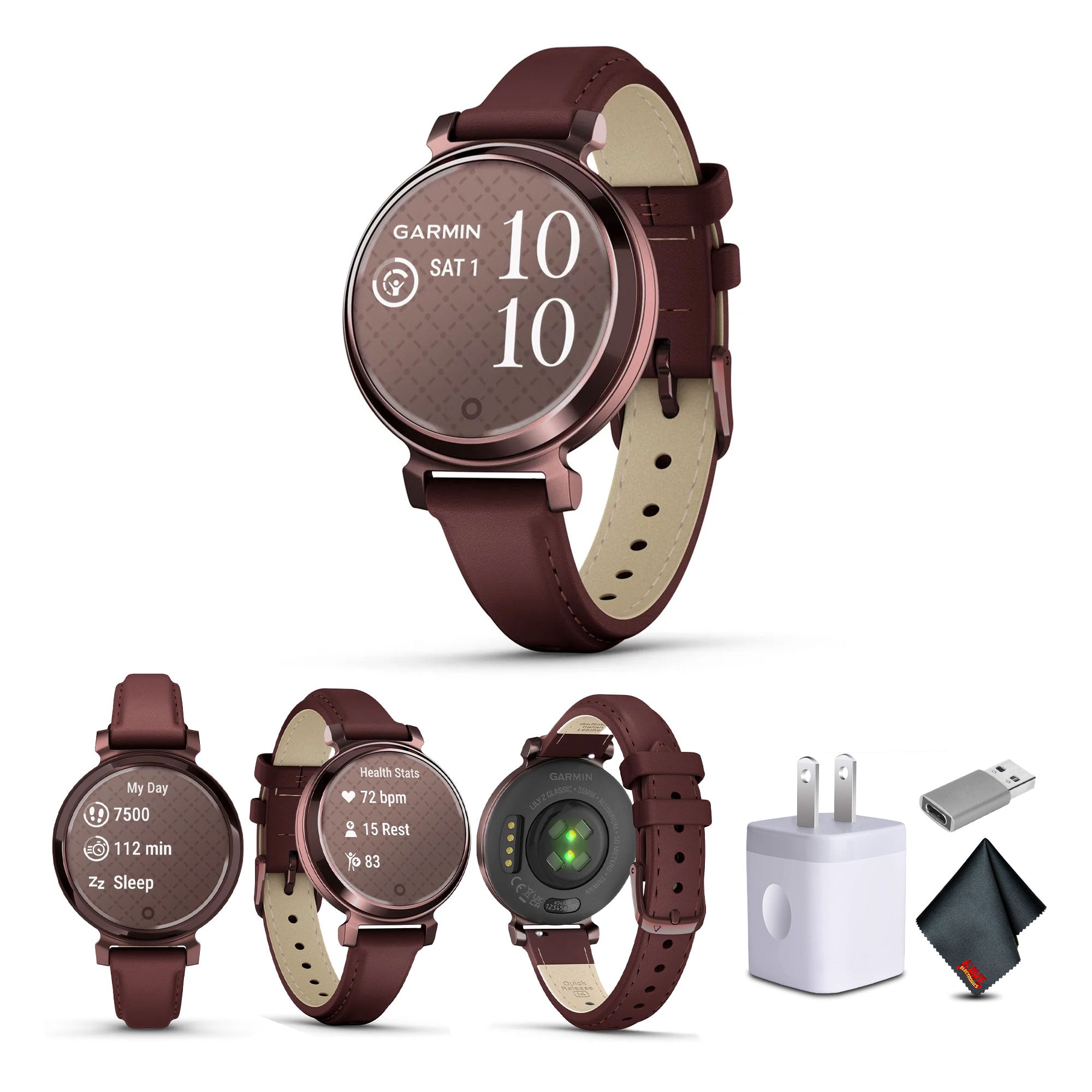 Garmin Lily 2 Classic, Small and Stylish Smartwatch Dark Bronze with Mulberry