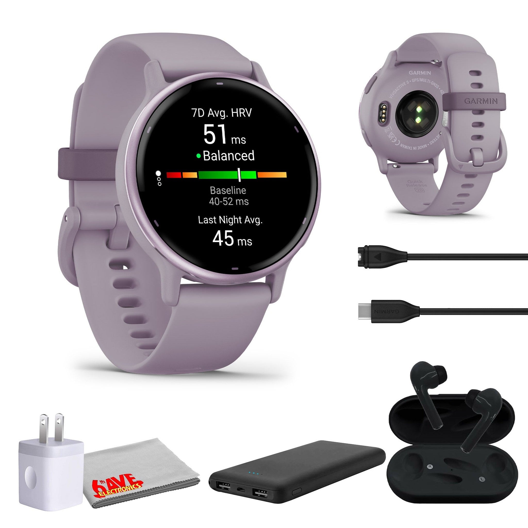 Garmin Vivoactive 5 Fitness Tracker Smart Watch For Women & Men - Orchid Case