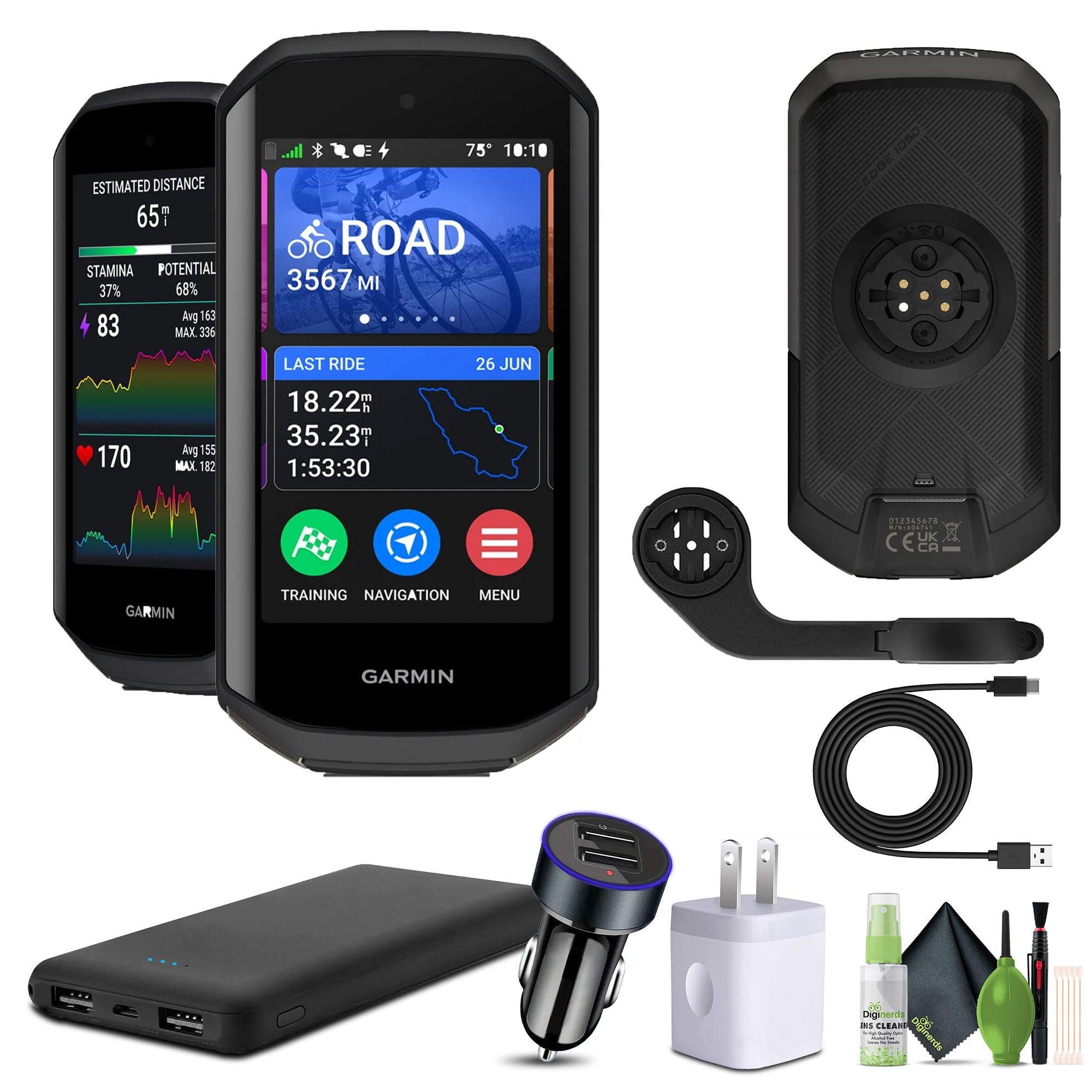 Garmin Edge 1050, Premium Cycling Computer, Vivid Color Touchscreen Display Bundle