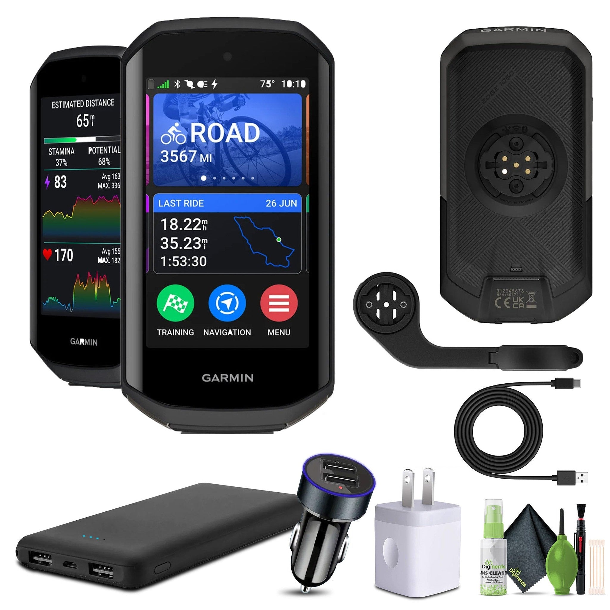 Garmin Edge 1050, Premium Cycling Computer, Vivid Color Touchscreen Display Bundle