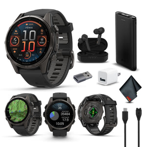 fenix 8 43mm AMOLED Sapphire Carbon Gray DLC Titanium with Black Gray Silicone