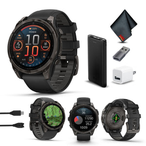 fenix 8 47mm AMOLED Sapphire Carbon Gray DLC Titanium with Black Gray Silicone