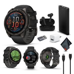 fenix 8 47mm AMOLED Sapphire Carbon Gray DLC Titanium with Black Gray Silicone