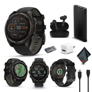 fenix 8 47mm Solar Sapphire Carbon Gray DLC Titanium with Black Gray Silicone
