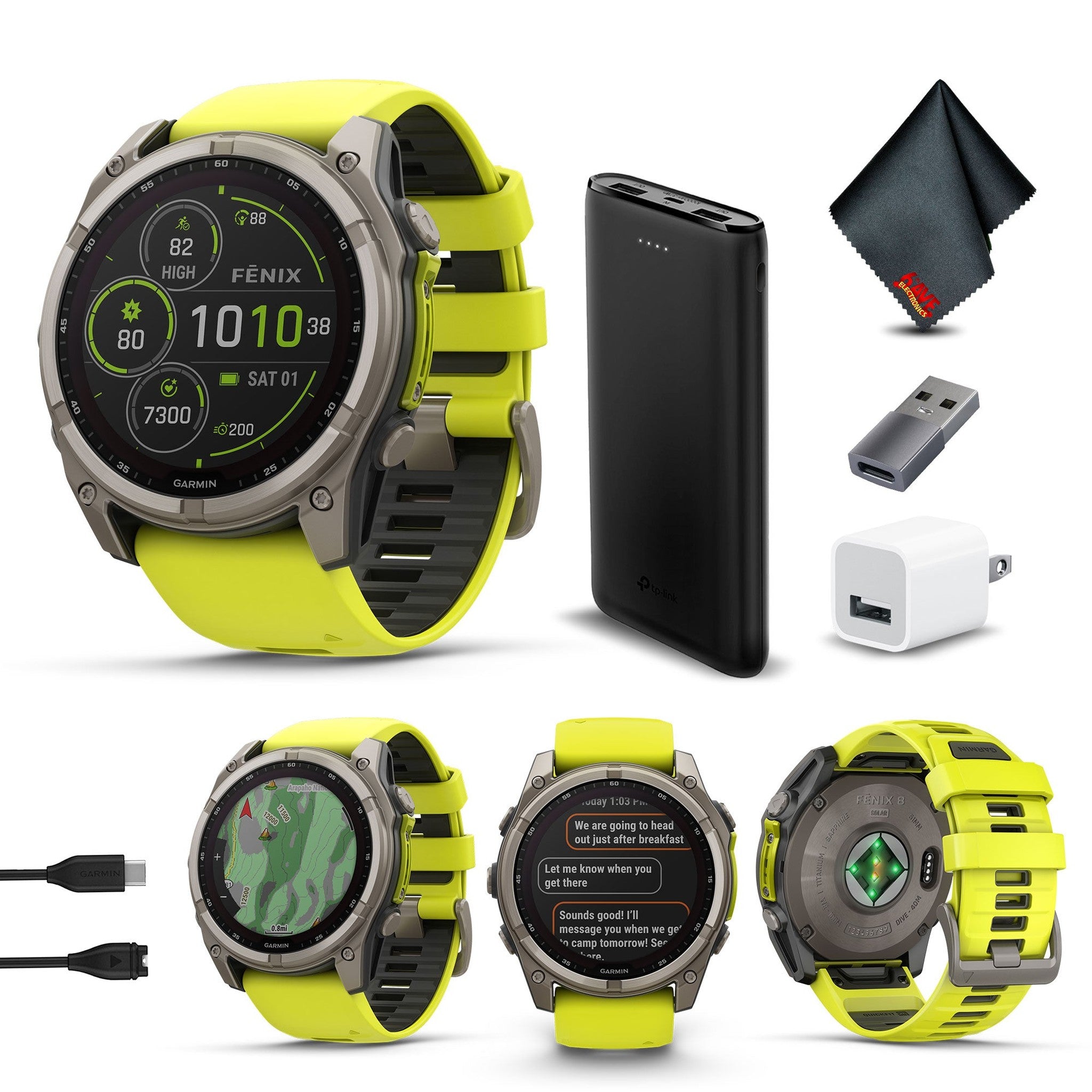fenix 8 – 51 mm, Solar, Sapphire, Titanium with Amp Yellow/Graphite Silicone Garmin