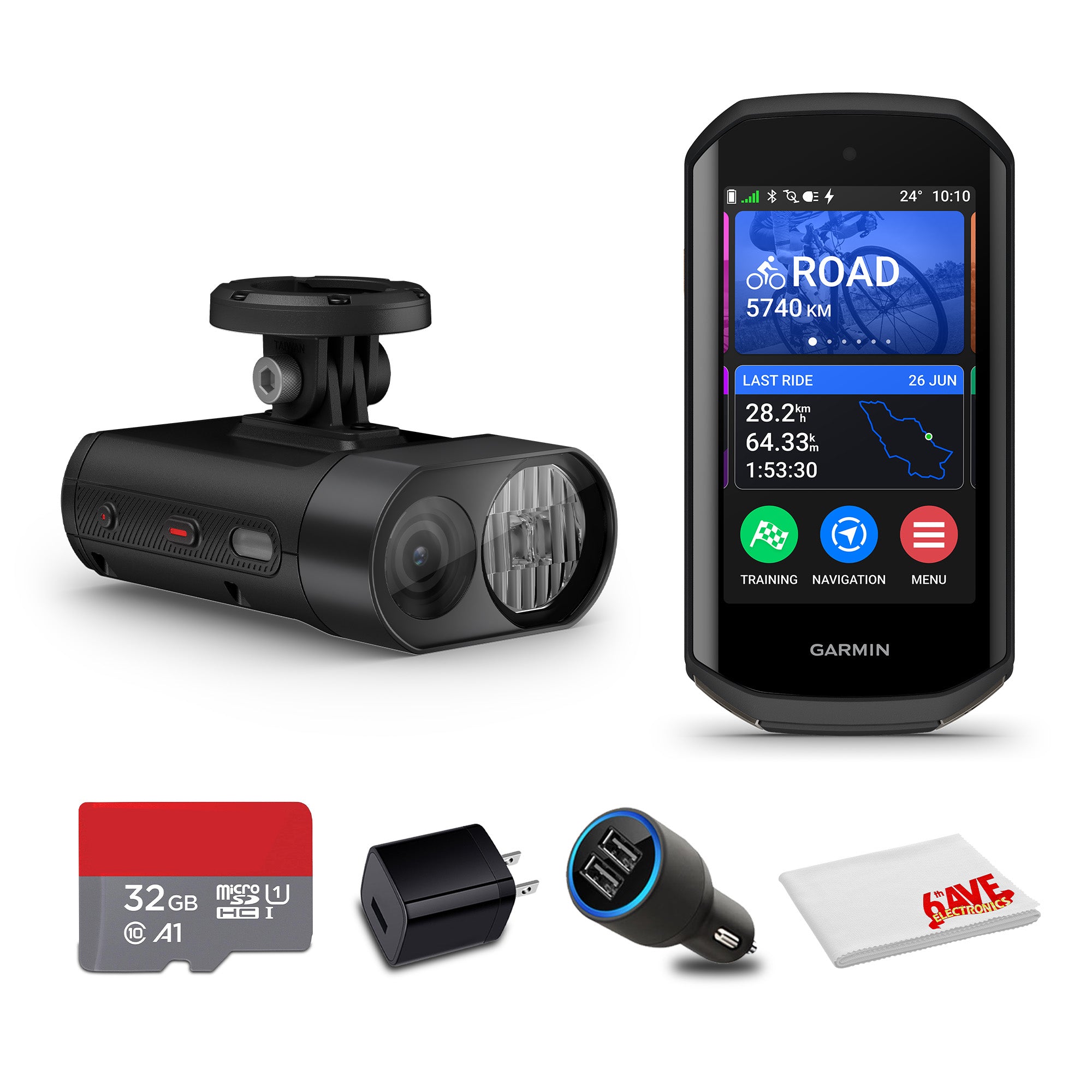 Garmin Varia Vue Headlight Camera + Edge 1050 Premium Cycling Computer Bundle
