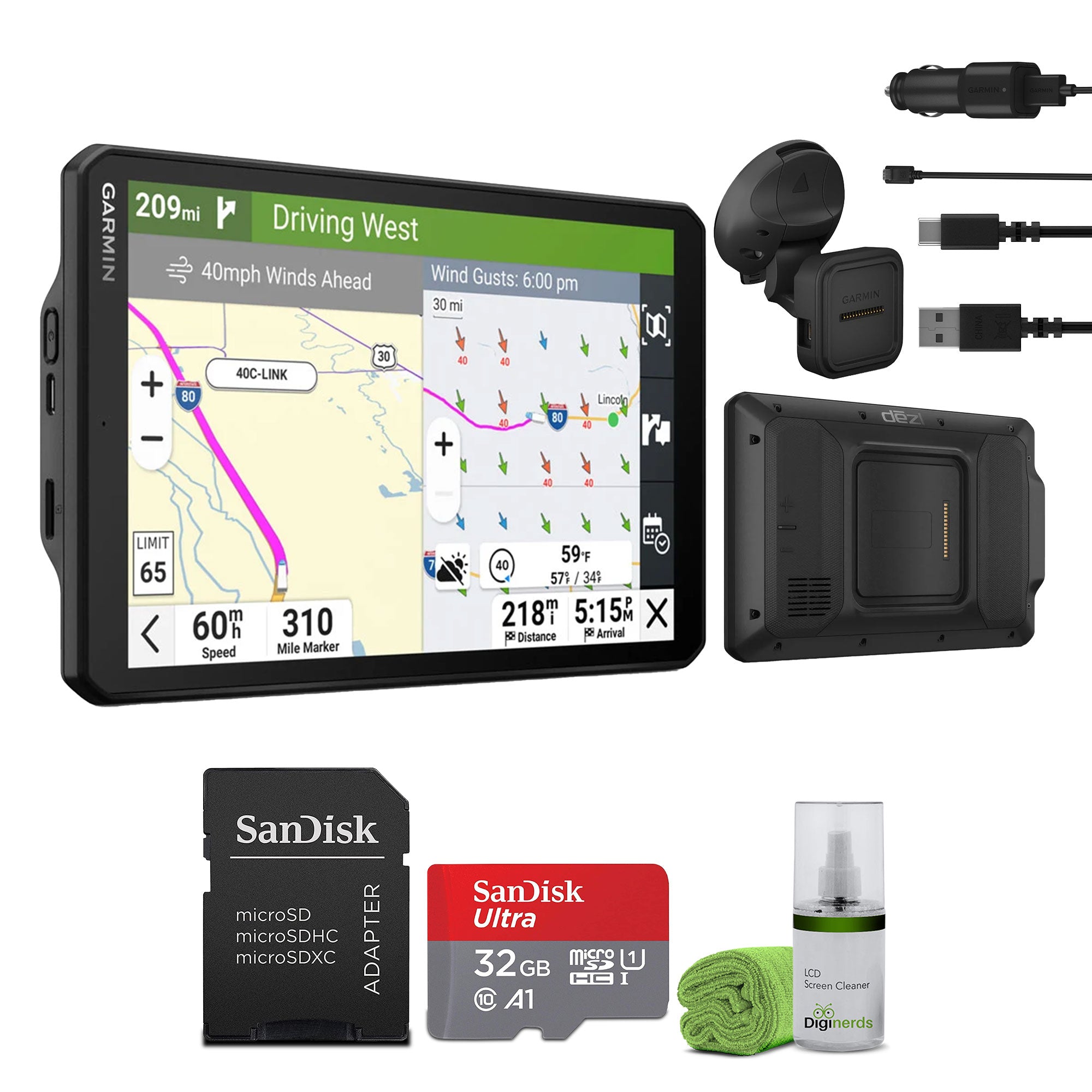 Garmin dezl OTR820, Large, Easy-to-Read 8” GPS Truck Navigator Bundle