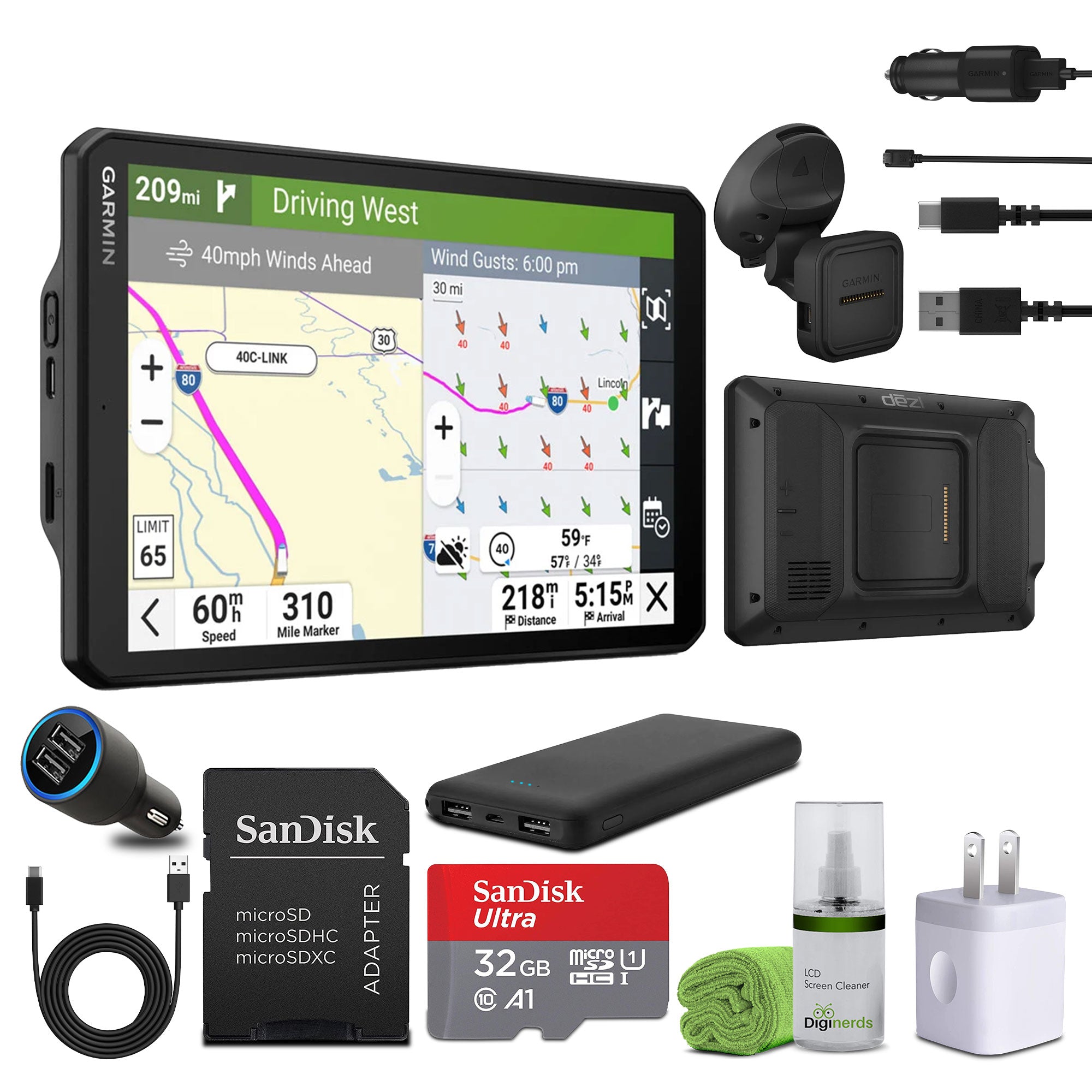 Garmin dezl OTR820, Large, Easy-to-Read 8” GPS Truck Navigator Bundle