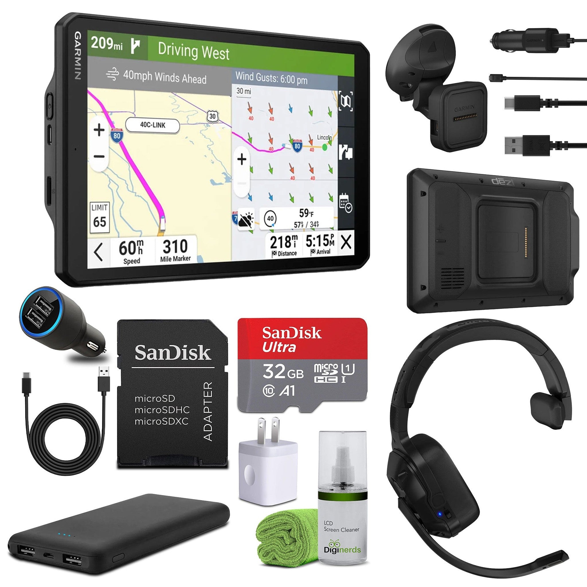 Garmin dezl OTR820, Large, Easy-to-Read 8” GPS Truck Navigator Bundle Garmin