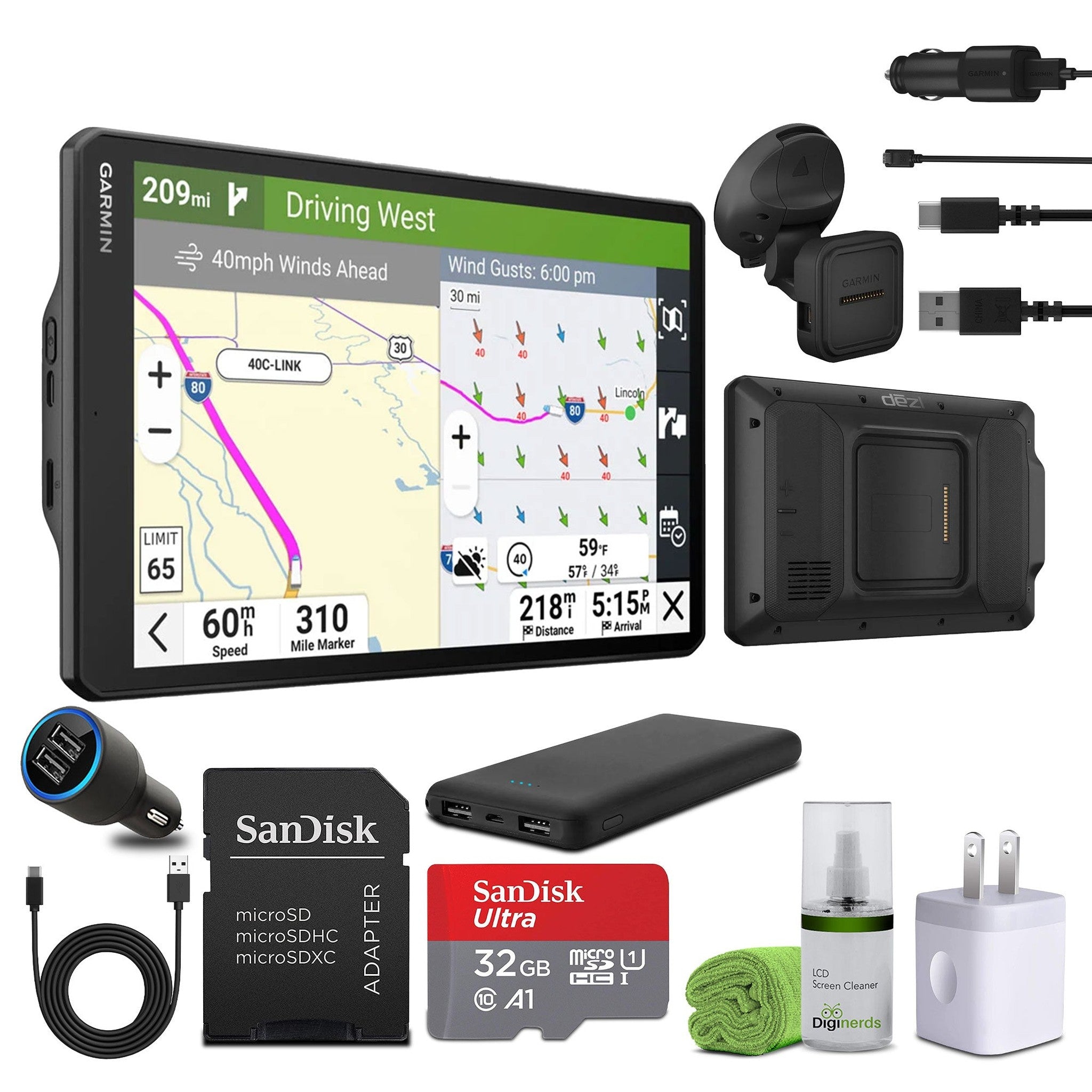 Garmin dezl OTR1020, Extra-Large, Easy-to-Read 10” GPS Truck Navigator Bundle Garmin