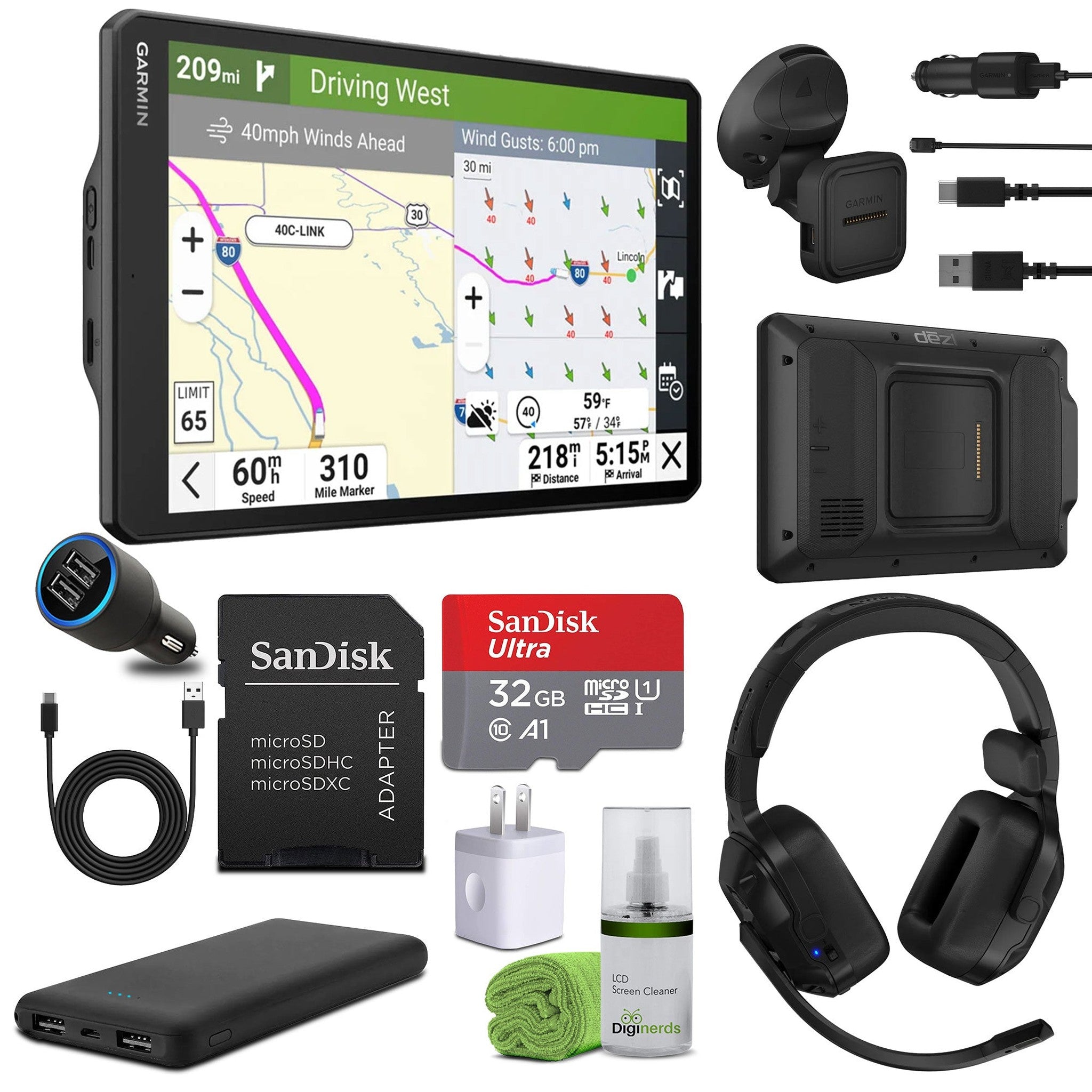 Garmin dezl OTR1020, Extra-Large, Easy-to-Read 10” GPS Truck Navigator Bundle