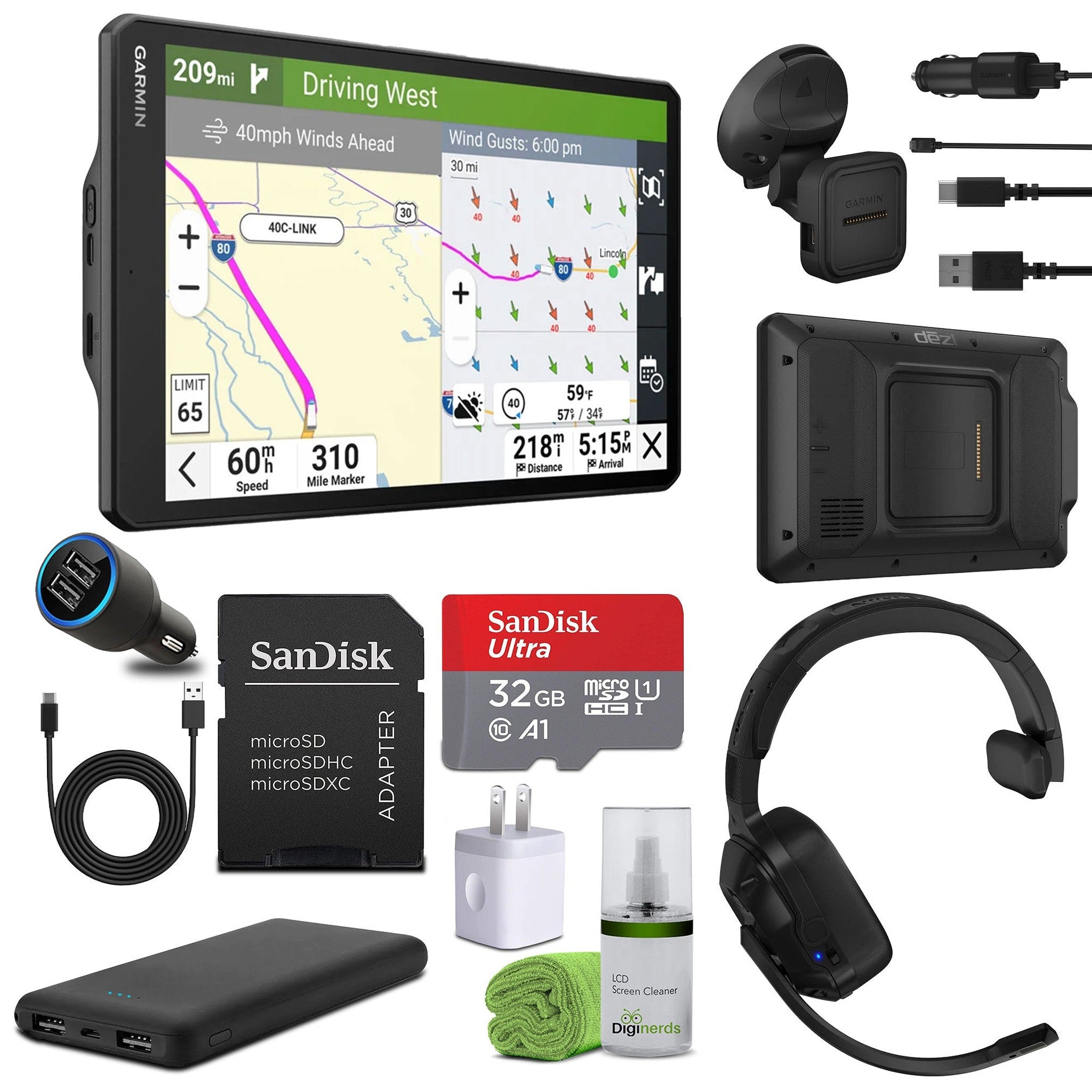 Garmin dezl OTR1020, Extra-Large, Easy-to-Read 10” GPS Truck Navigator Bundle Garmin