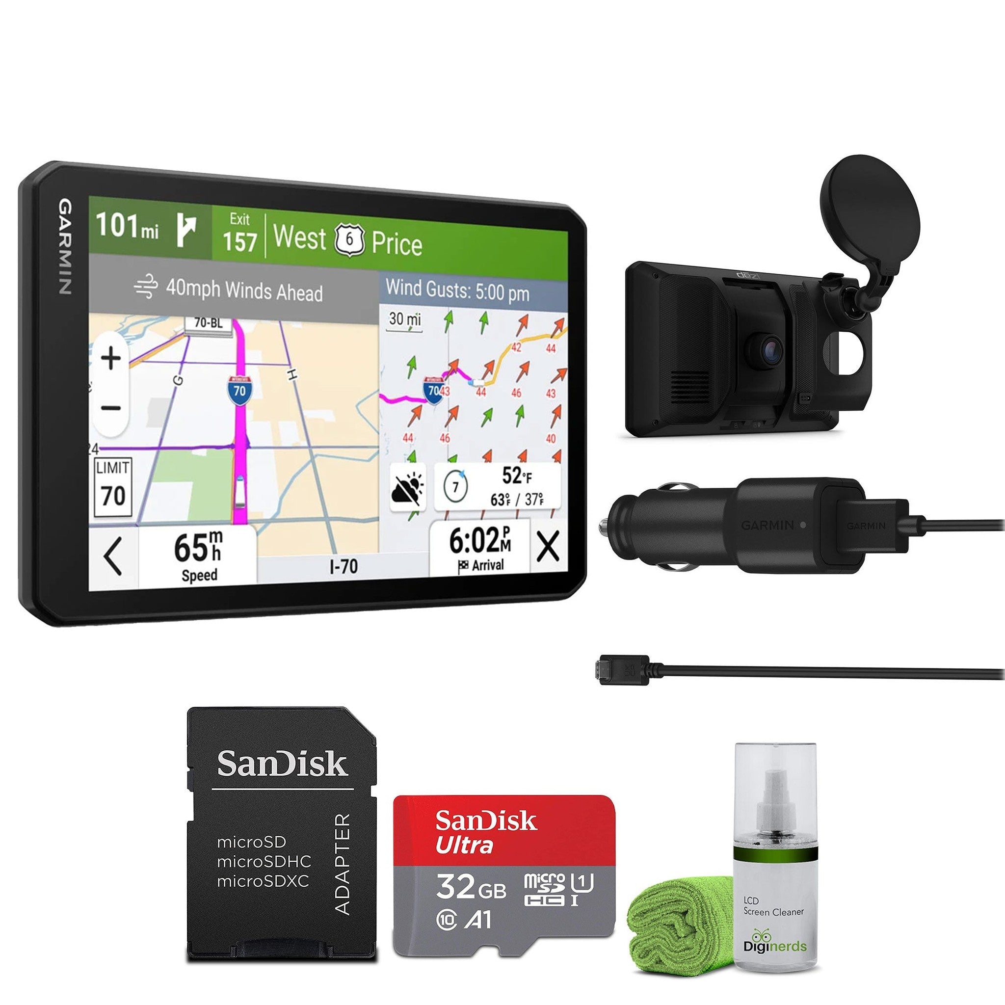 Garmin dezl Cam OTR725, Large, Easy-to-Read 7” GPS Truck Navigator Bundle Garmin