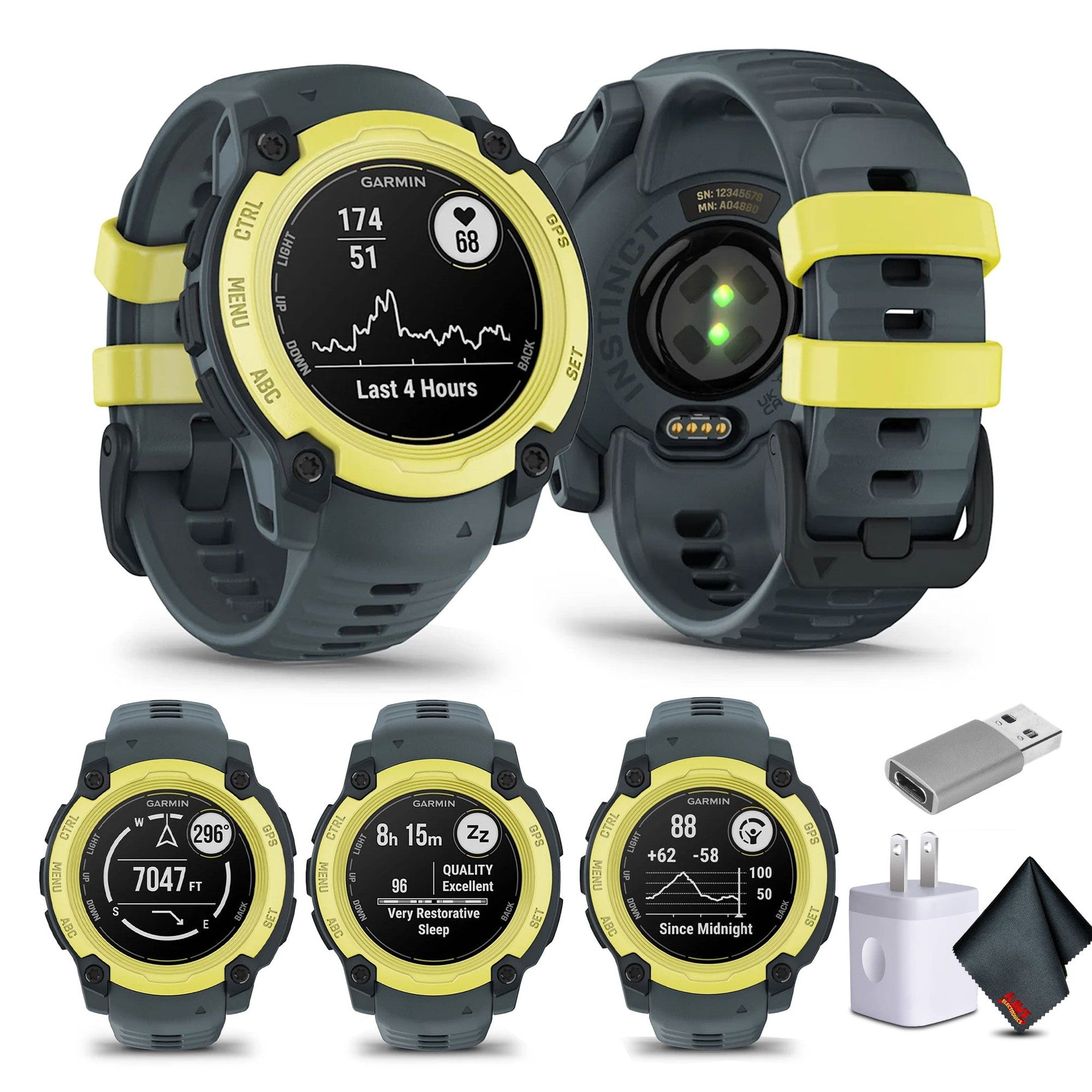 Garmin Instinct E 40mm, Outdoor GPS Smartwatch Electric Lime/Twilight