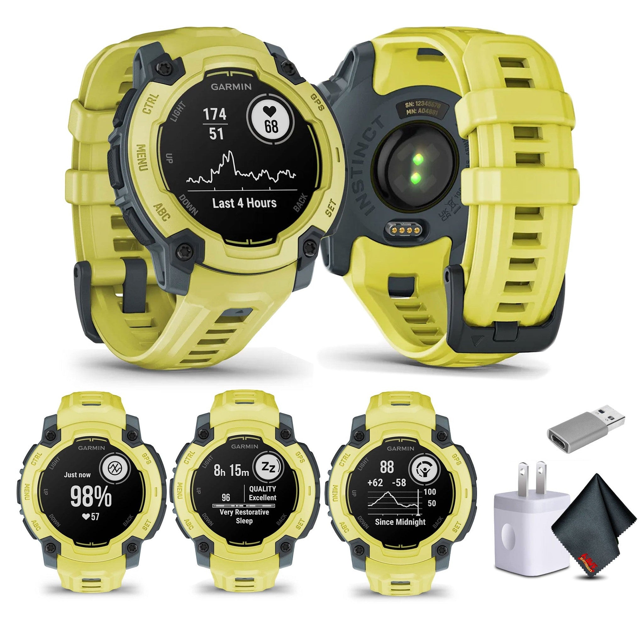 Garmin Instinct E 45mm Outdoor GPS Smartwatch 16 Days Battery Life Electric Lime Garmin