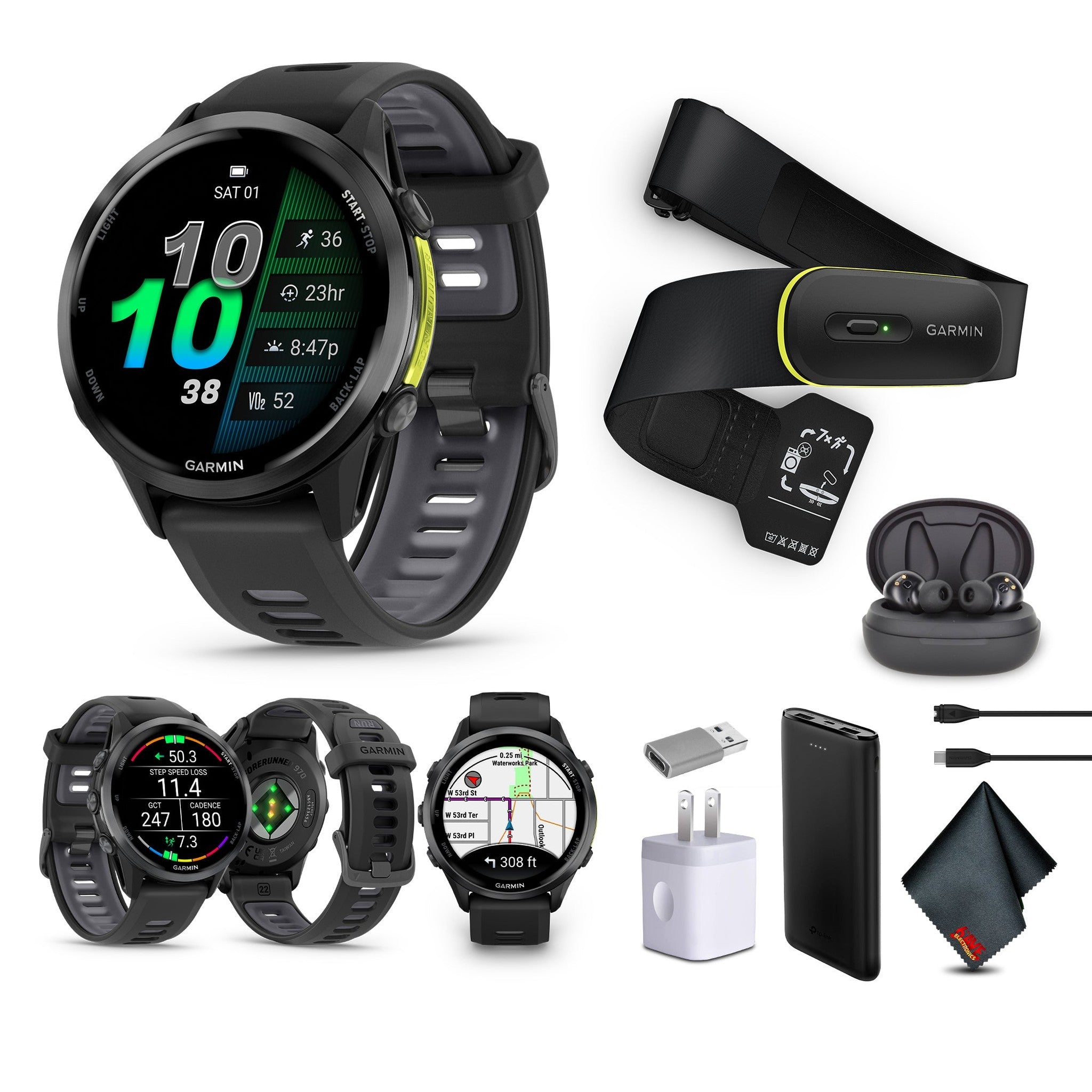Garmin Forerunner 970, Black/Amp Yellow , Air Pro TWS Truly Wireless EarBuds