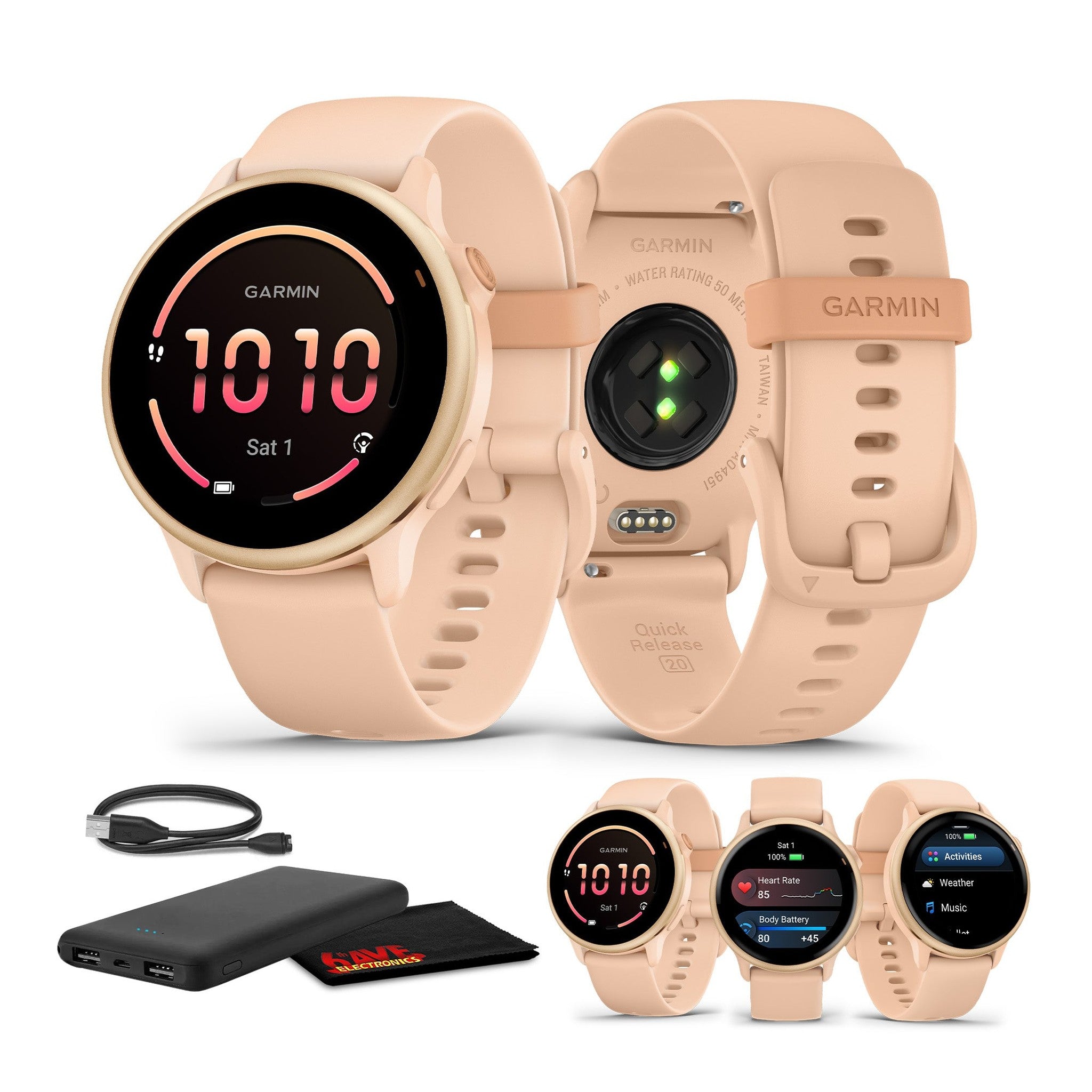 Garmin Vivoactive 6 Fitness GPS Smartwatch Metallic Pink Dawn with Pink Band