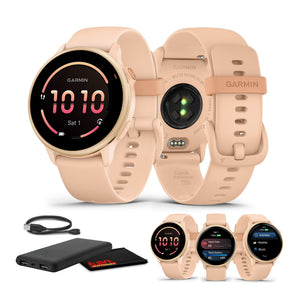 Garmin Vivoactive 6 Fitness GPS Smartwatch Metallic Pink Dawn with Pink Band