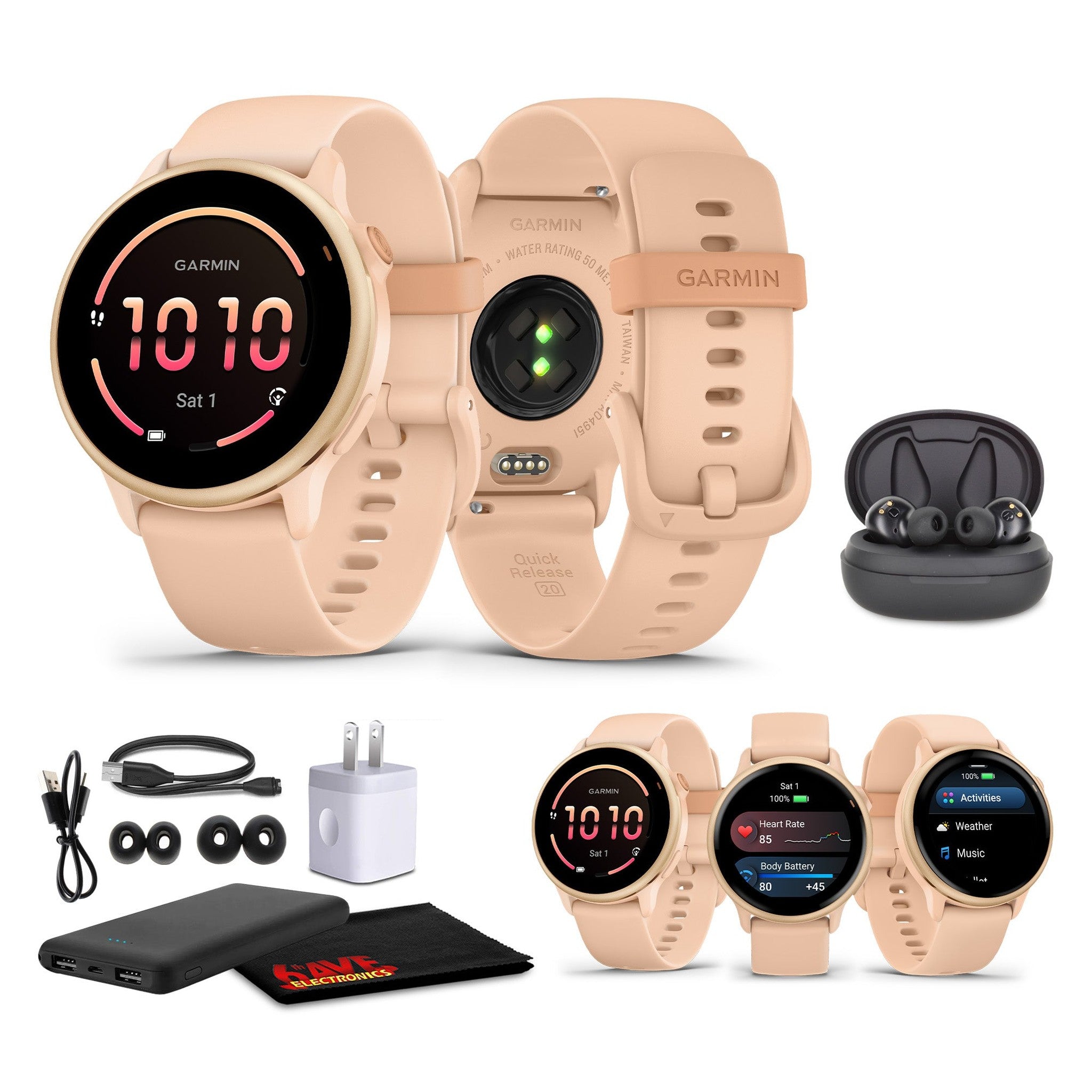Garmin Vivoactive 6 Smartwatch Metallic Pink Dawn with Pink Band