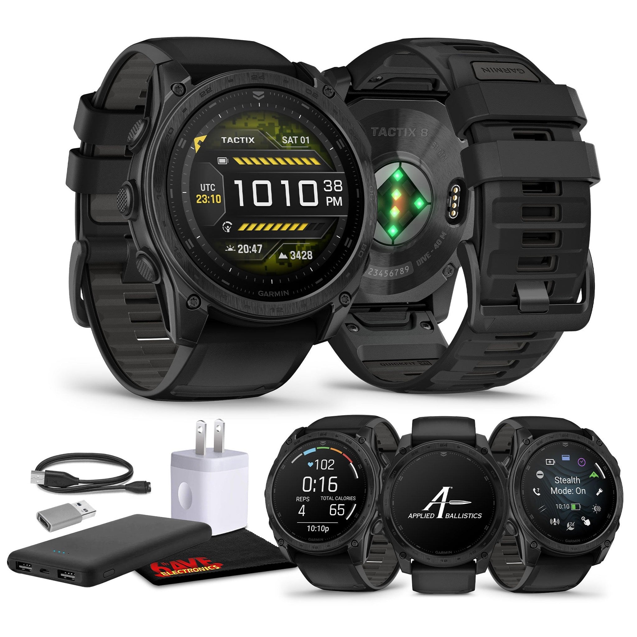 Garmin tactix 8 51mm, AMOLED Display, Premium Tactical GPS Smartwatch, Includes Applied Ballistics Ultralight Solver Garmin