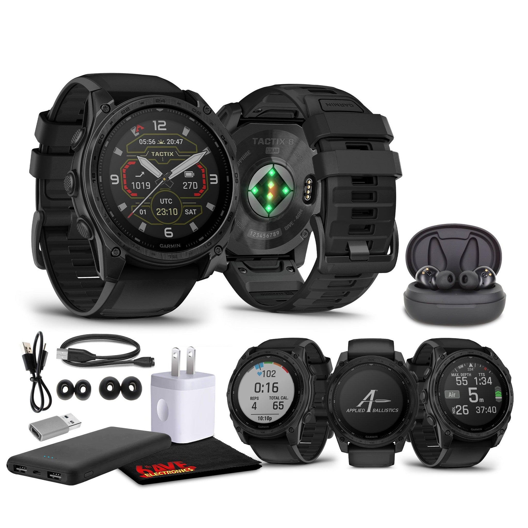Garmin tactix 8 51mm, Solar Charged Display, Premium Tactical GPS Smartwatch, Includes Applied Ballistics Ultralight Solver