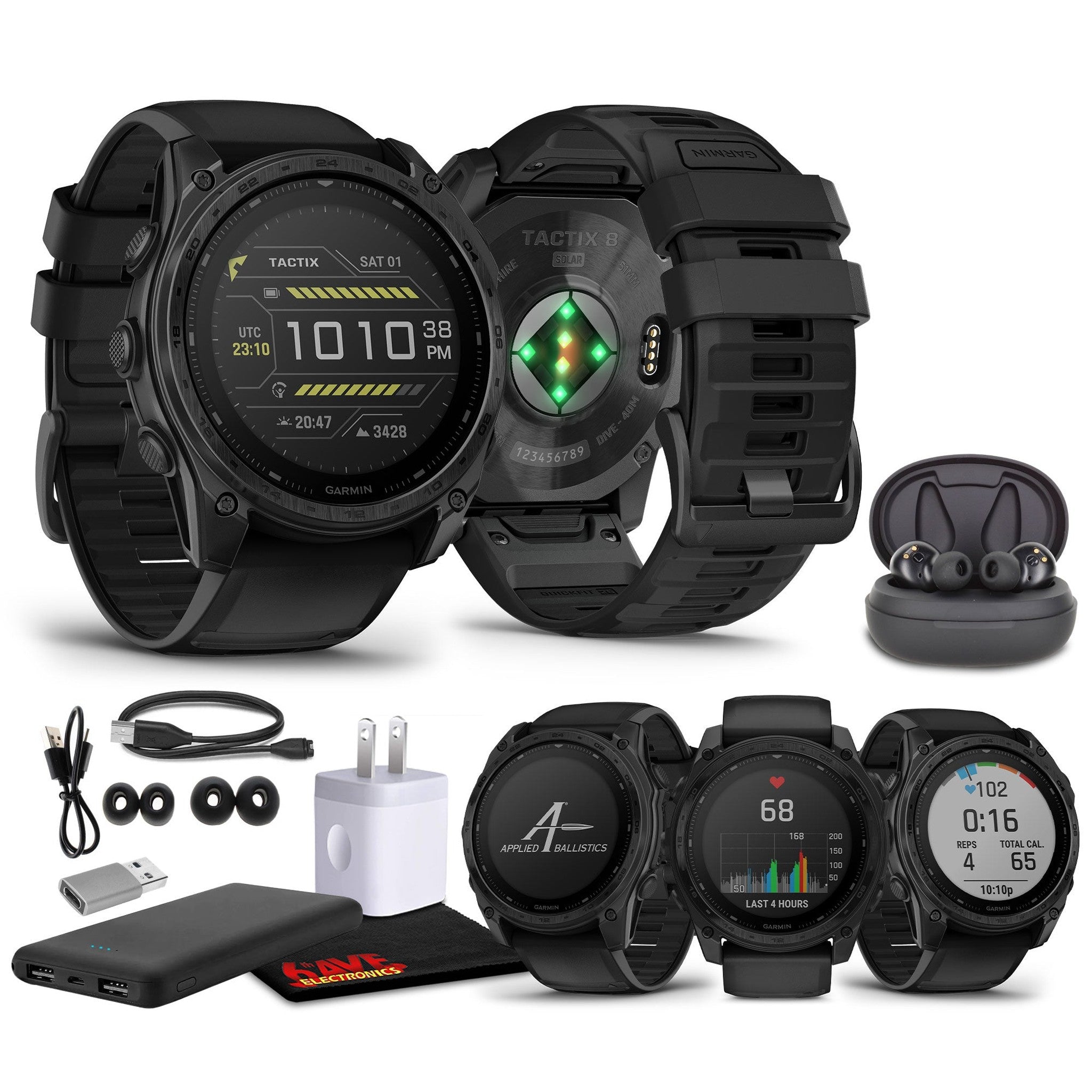 Garmin tactix 8 51mm, Solar Charged Display, Elite, Premium Tactical GPS Smartwatch, Includes Applied Ballistics Elite Solver, Titanium Bezel, Sapphire Lens, 40-Meter Dive Rating