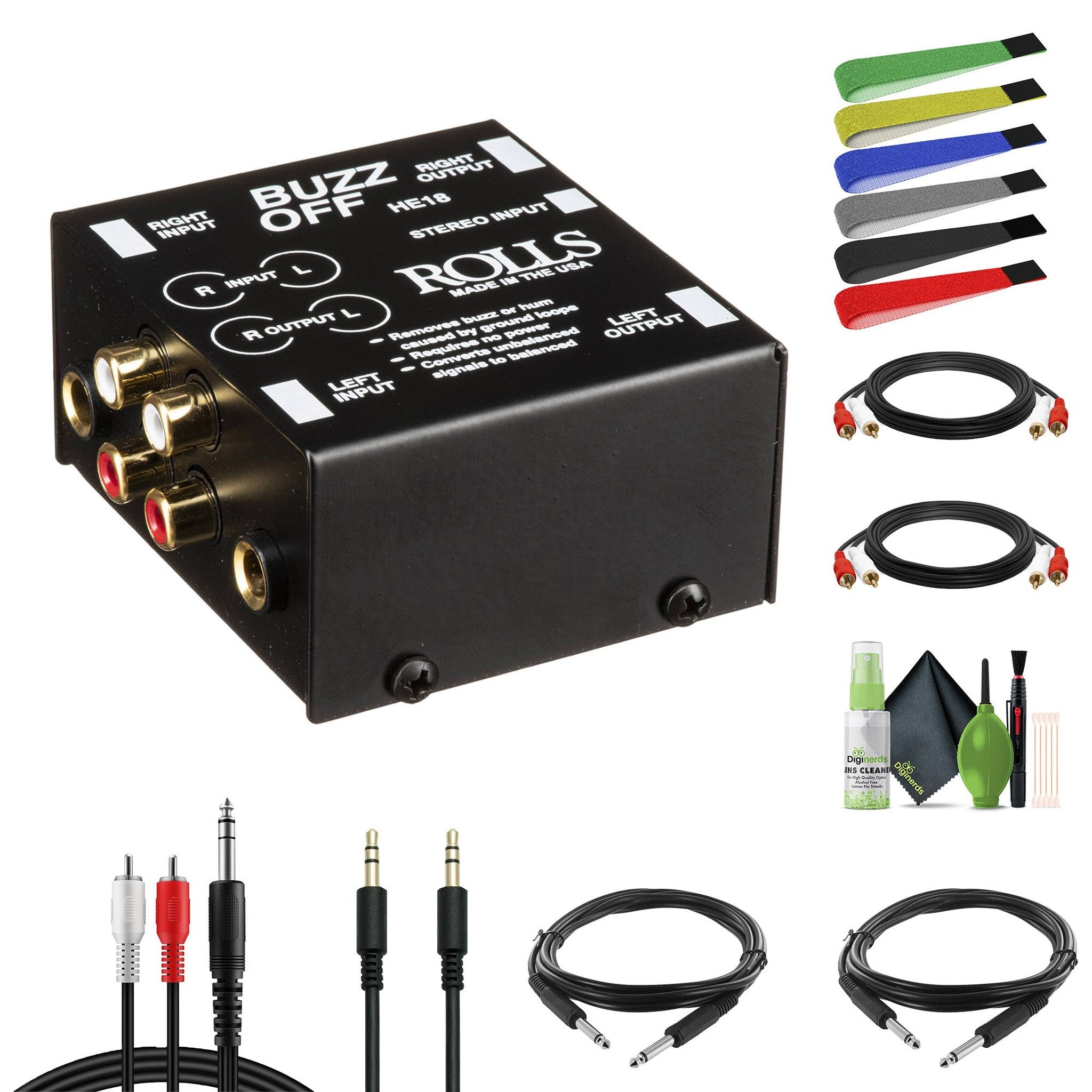Rolls HE18 Two-Channel Audio Hum Eliminator and Buzz Remover Bundle rolls