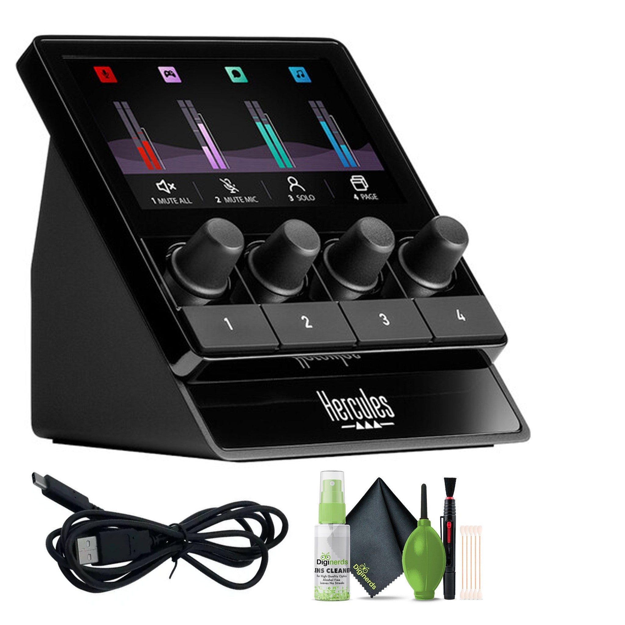 Hercules Stream 100, Audio Mixer for Content Creators, Up to 8 Tracks, Bundle Hercules