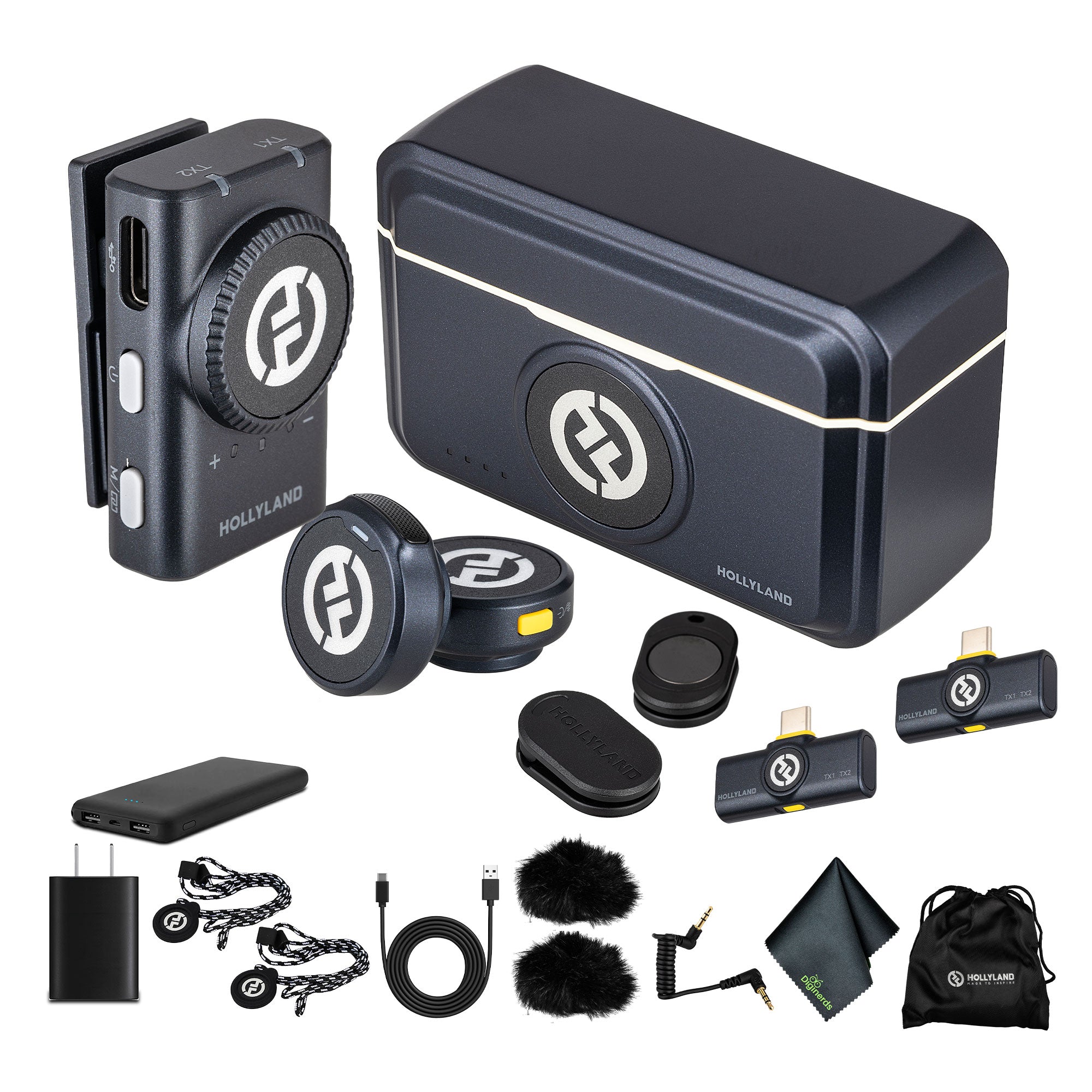 Hollyland Lark M2 Wireless Lavalier Microphone for iPhone/Android/Camera/PC/Laptop with Lightning/USB-C/Plug, 48KHz 24Bit, 1000ft Range, Noise Cancellation, 30H Battery for Video Recording, Streaming